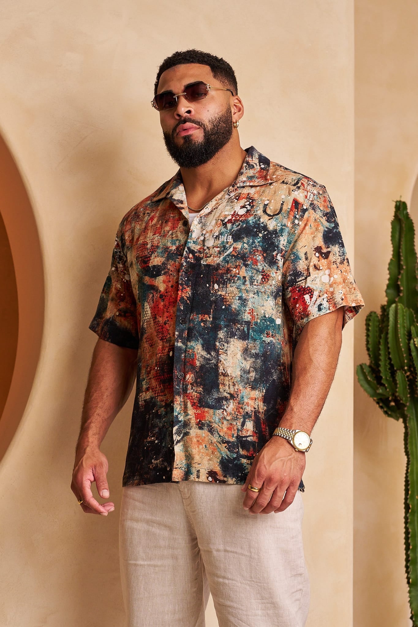 Young La 4087 - Riviera Art Button-Ups 'Midnight Ember'