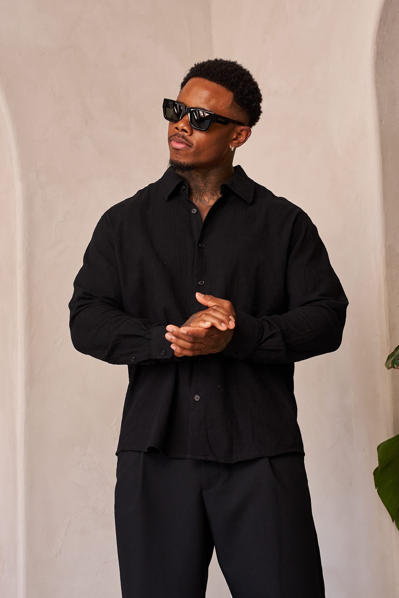 Young La 8095 - Cotton Linen Button-Ups 'Black'