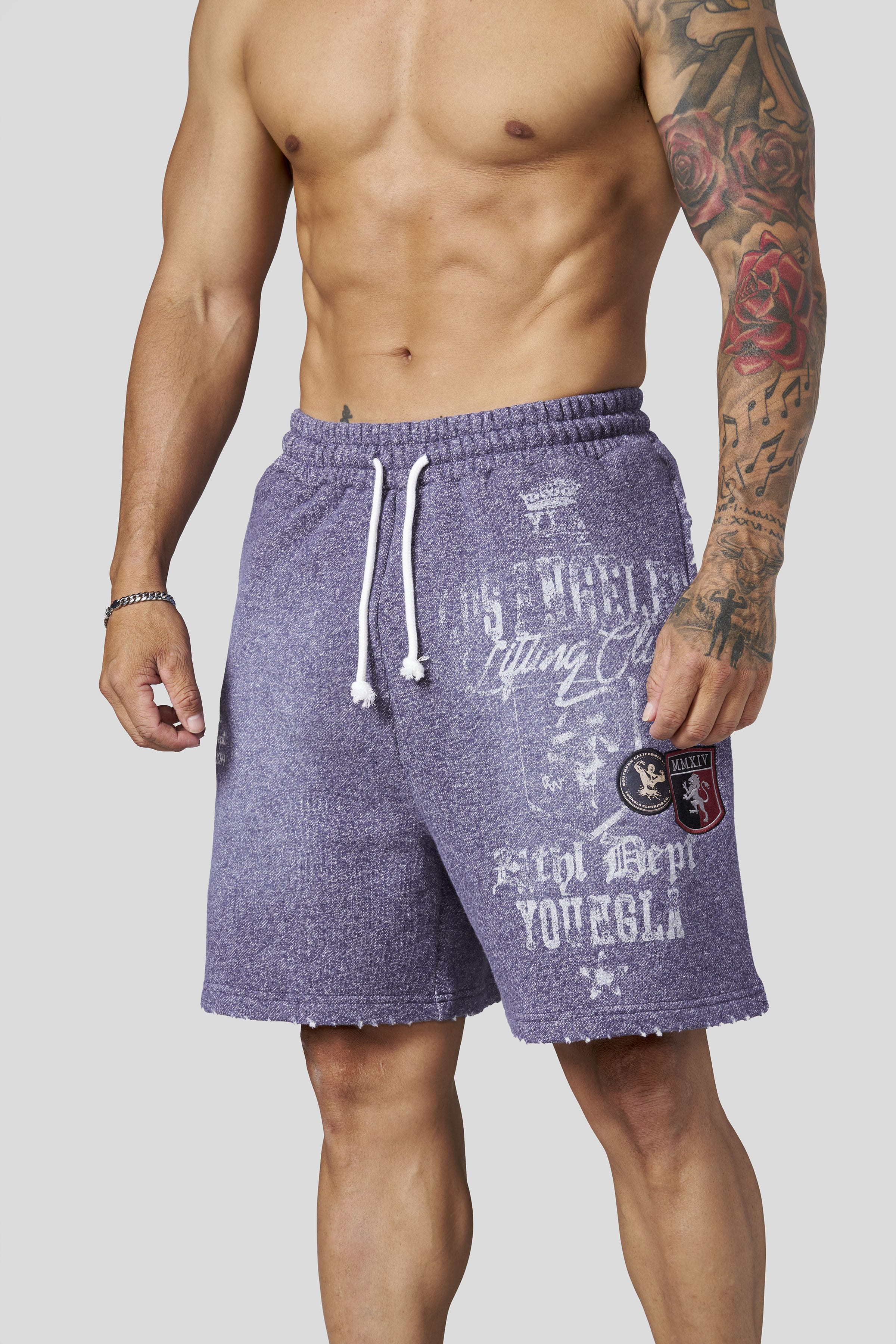YoungLA 1065 - Golden Era Sweat Shorts 'Purple Wash'