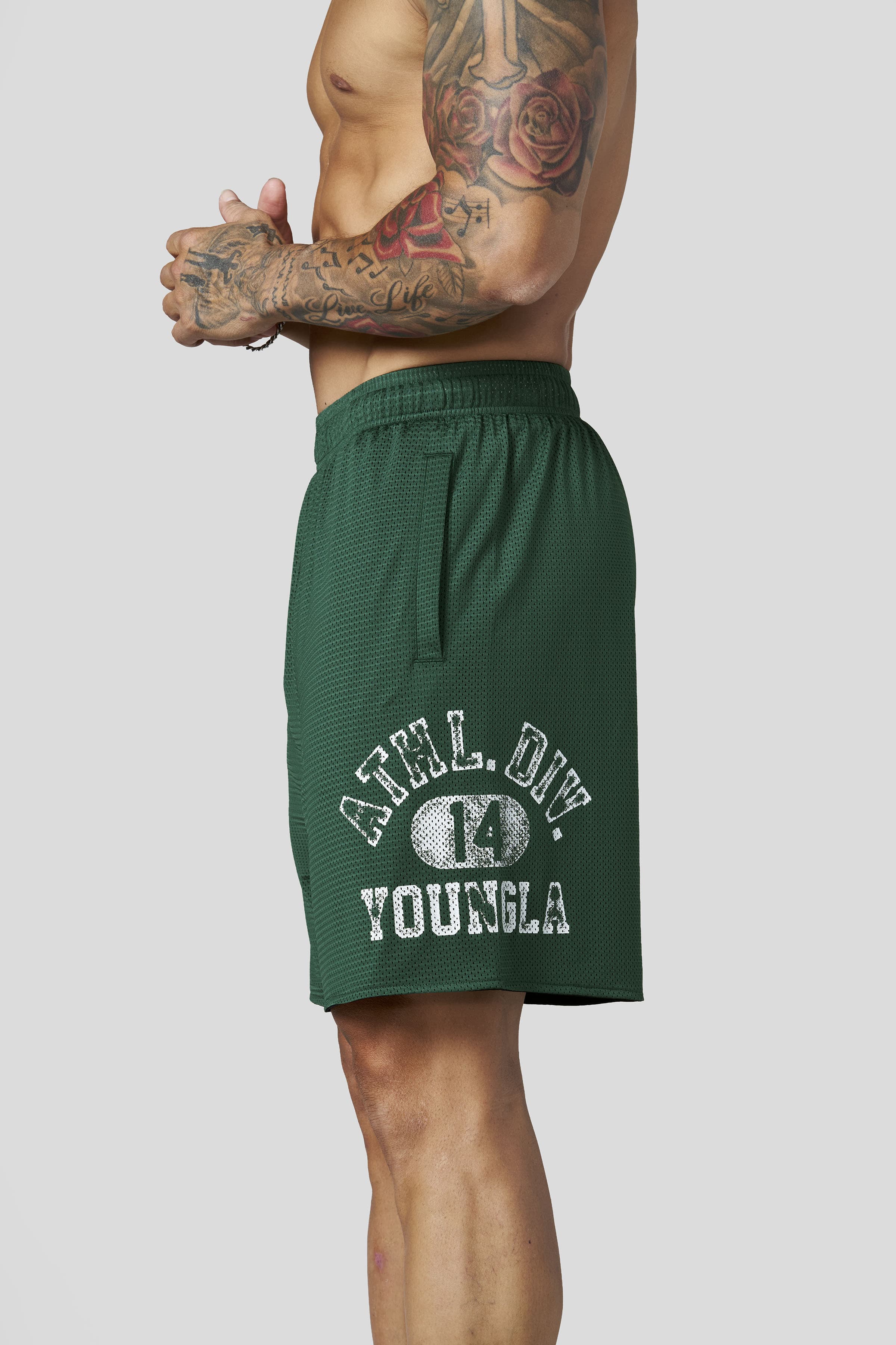 YoungLA 1069 - Golden Era Mesh Shorts 'Green'