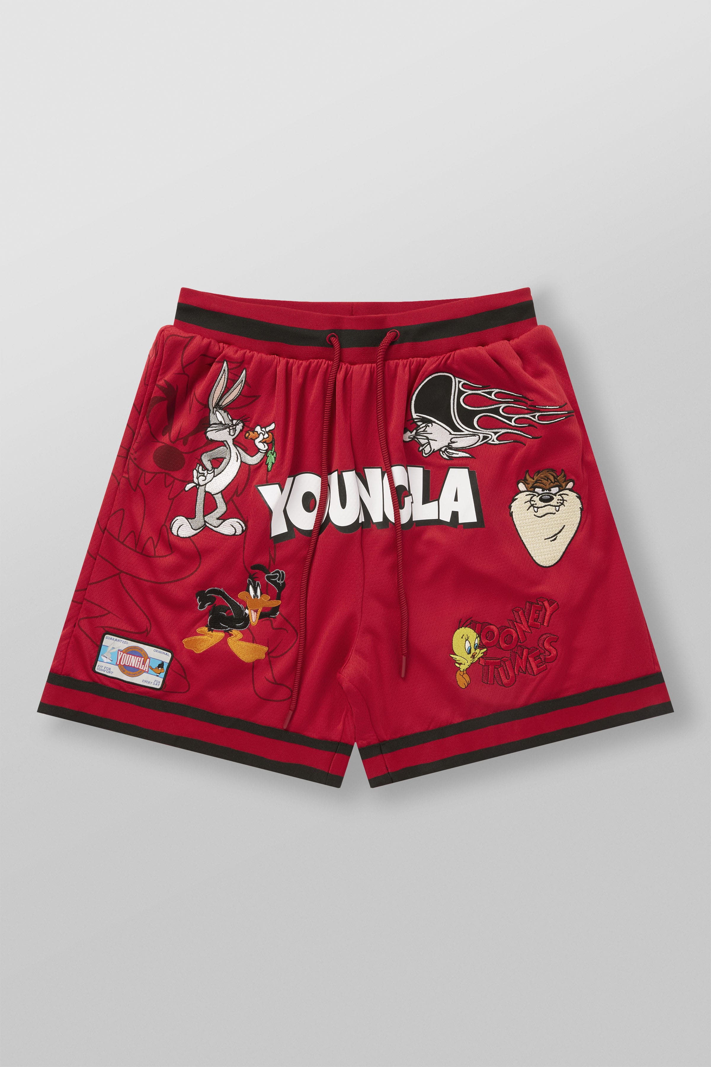 Young La 1071 - Looney Tunes Embroidered Patch Shorts 'Red'