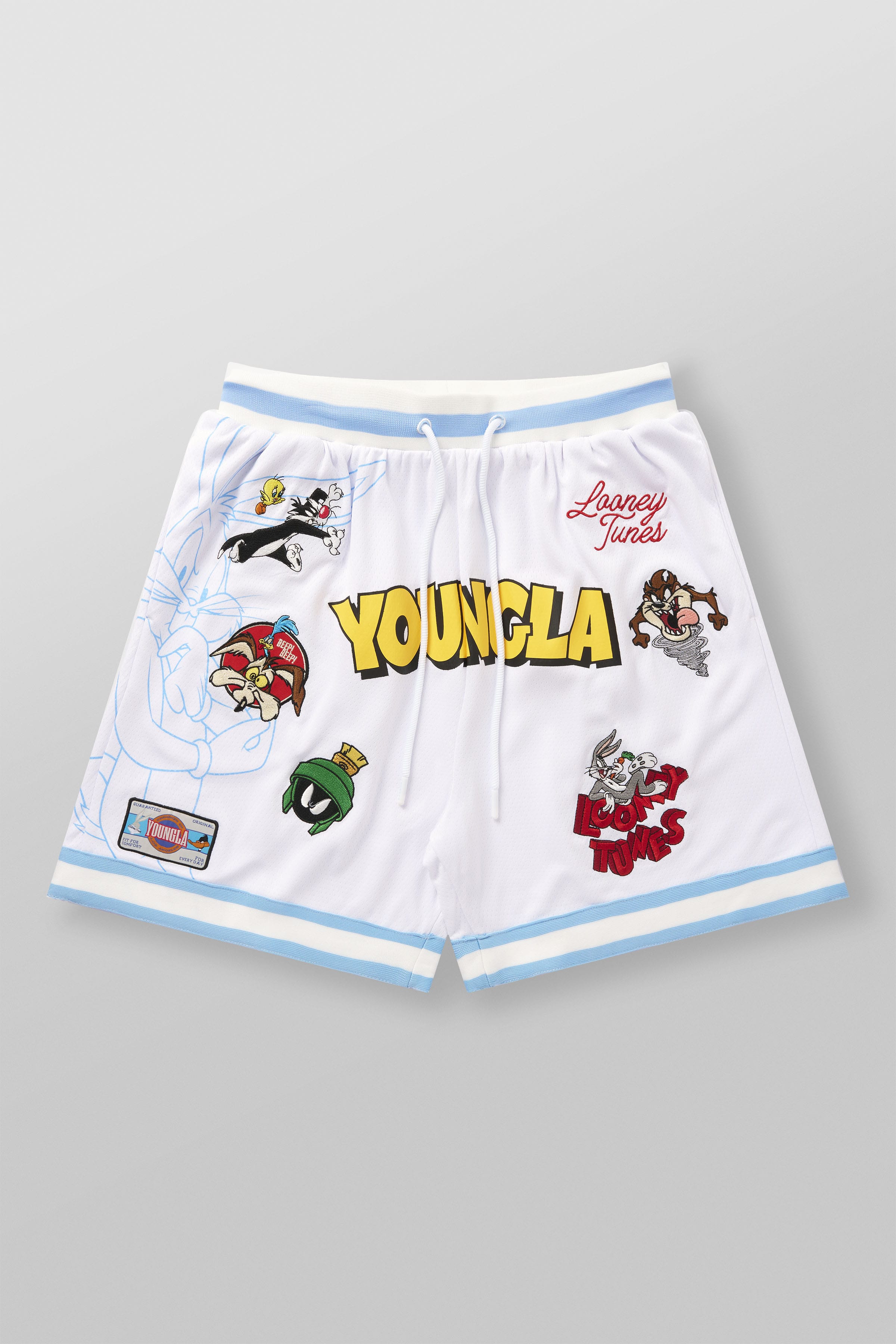 Young La 1071 - Looney Tunes Embroidered Patch Shorts 'White'