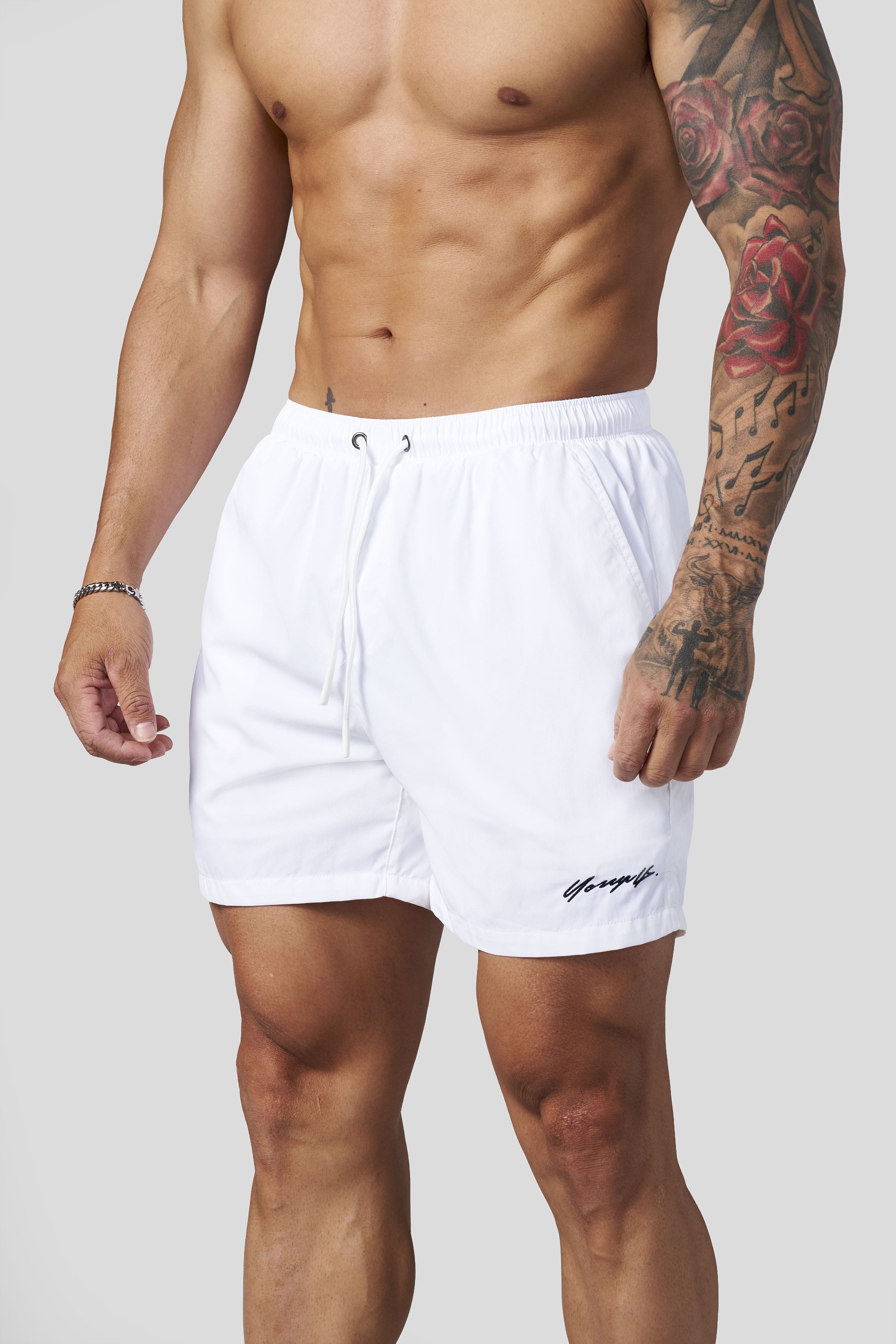 Young La 1082 - Silk Wave Swim Shorts 'White'