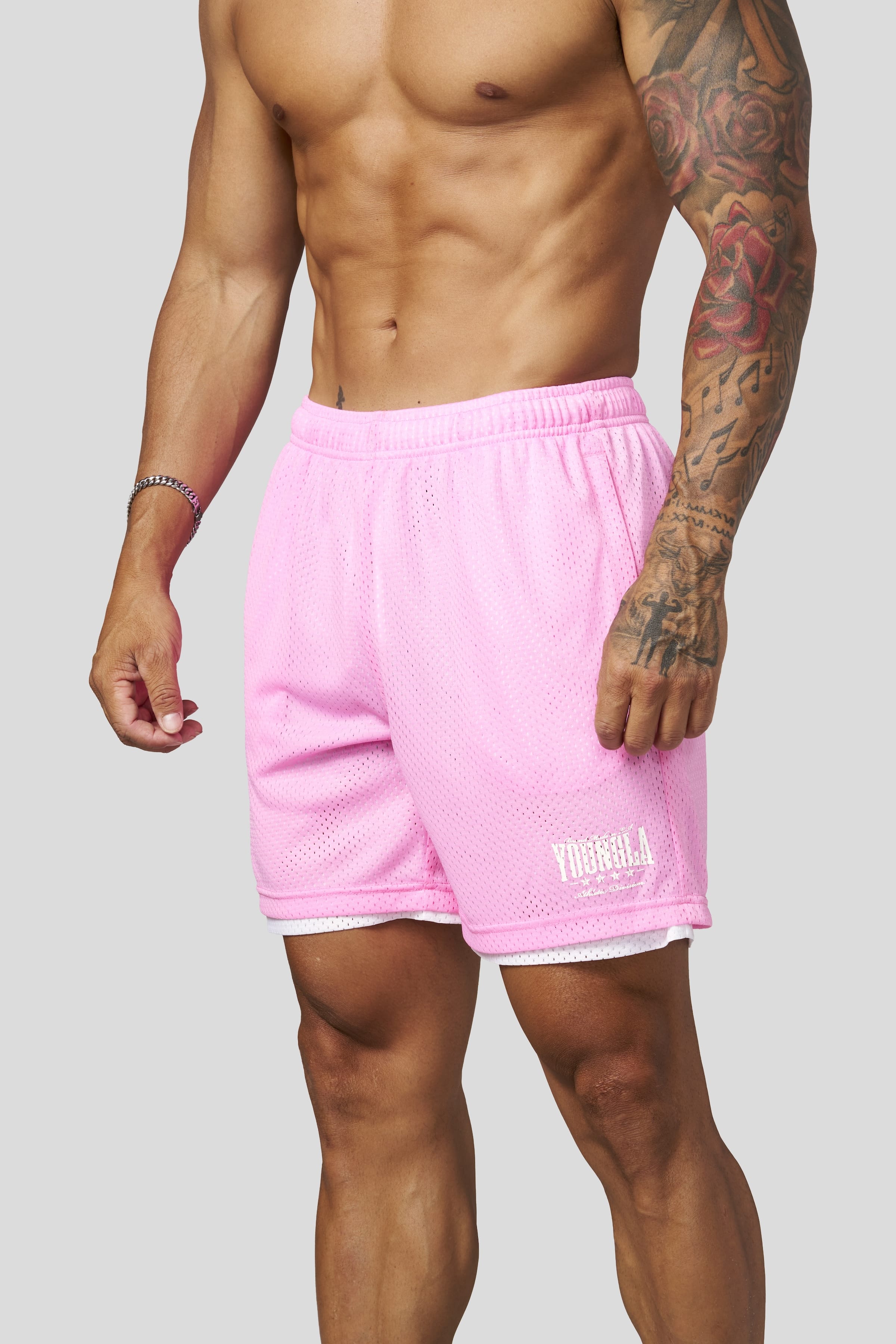 YoungLA 1092 - Double Mesh Shorts 'Pink'