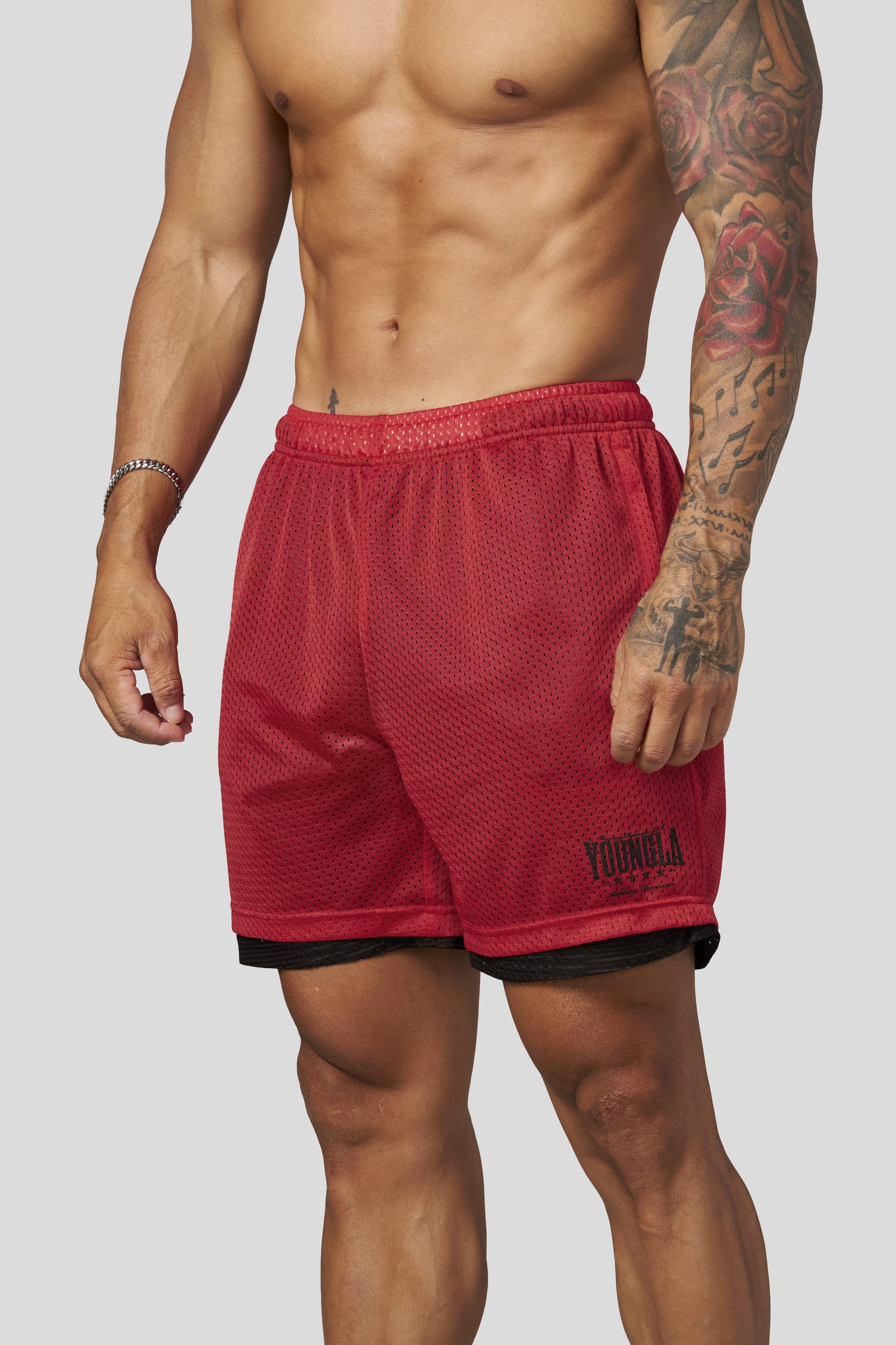 YoungLA 1092 - Double Mesh Shorts 'Red'