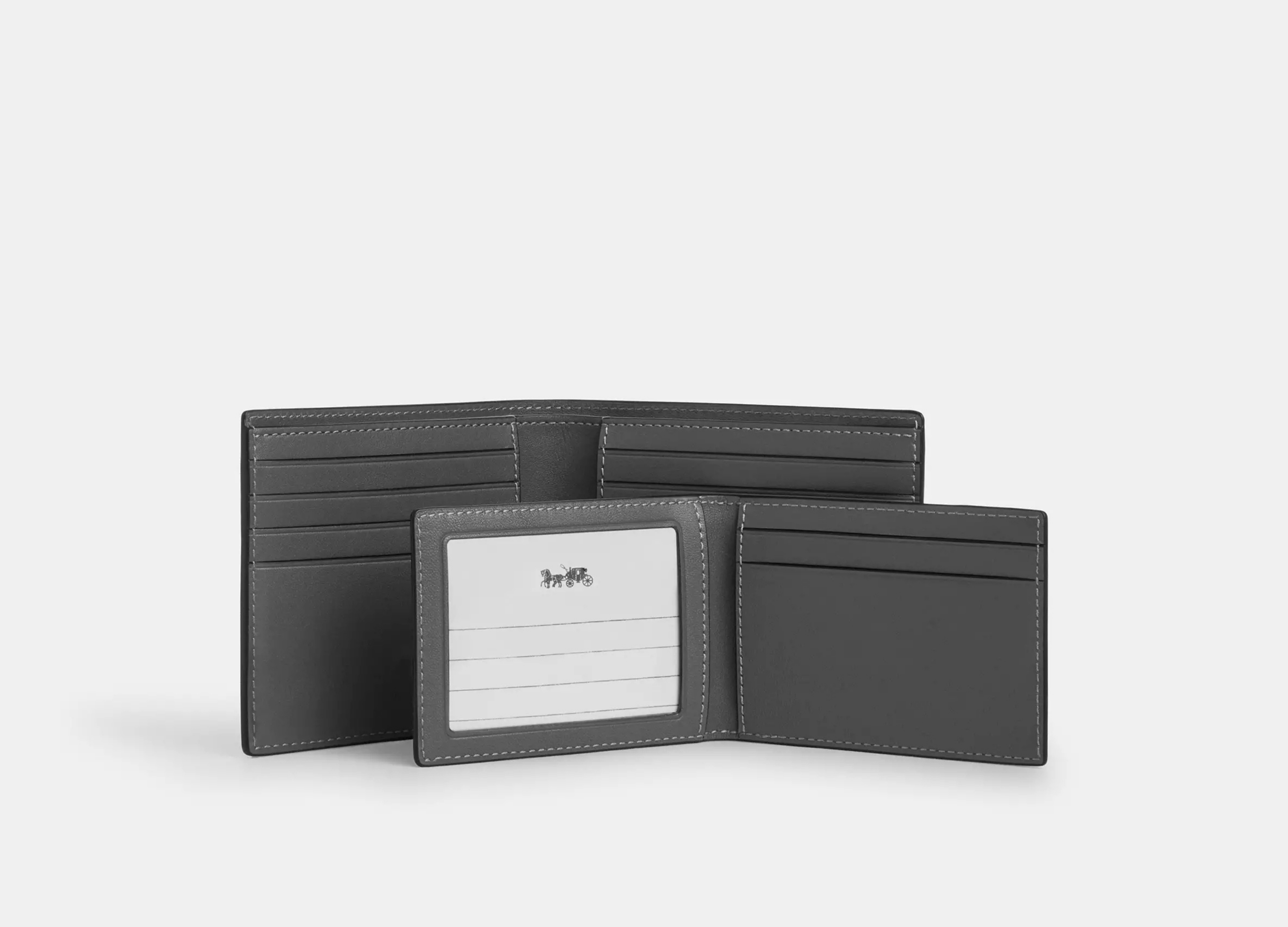 Coach 3 In 1 Wallet In Signature Canvas - Embossed Leather/Charcoal