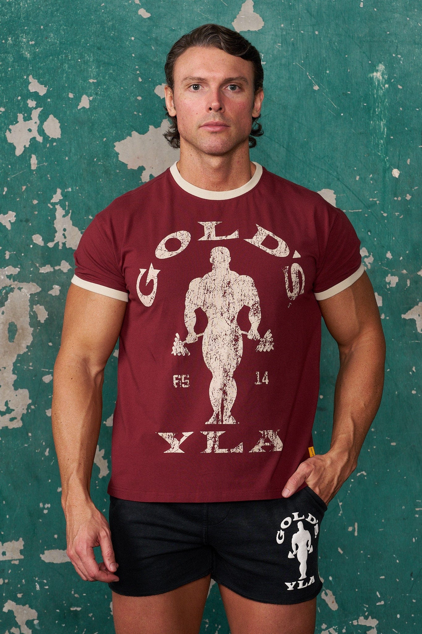 Young La 4009 - Golds Gym Ringer Tees 'Burgundy'