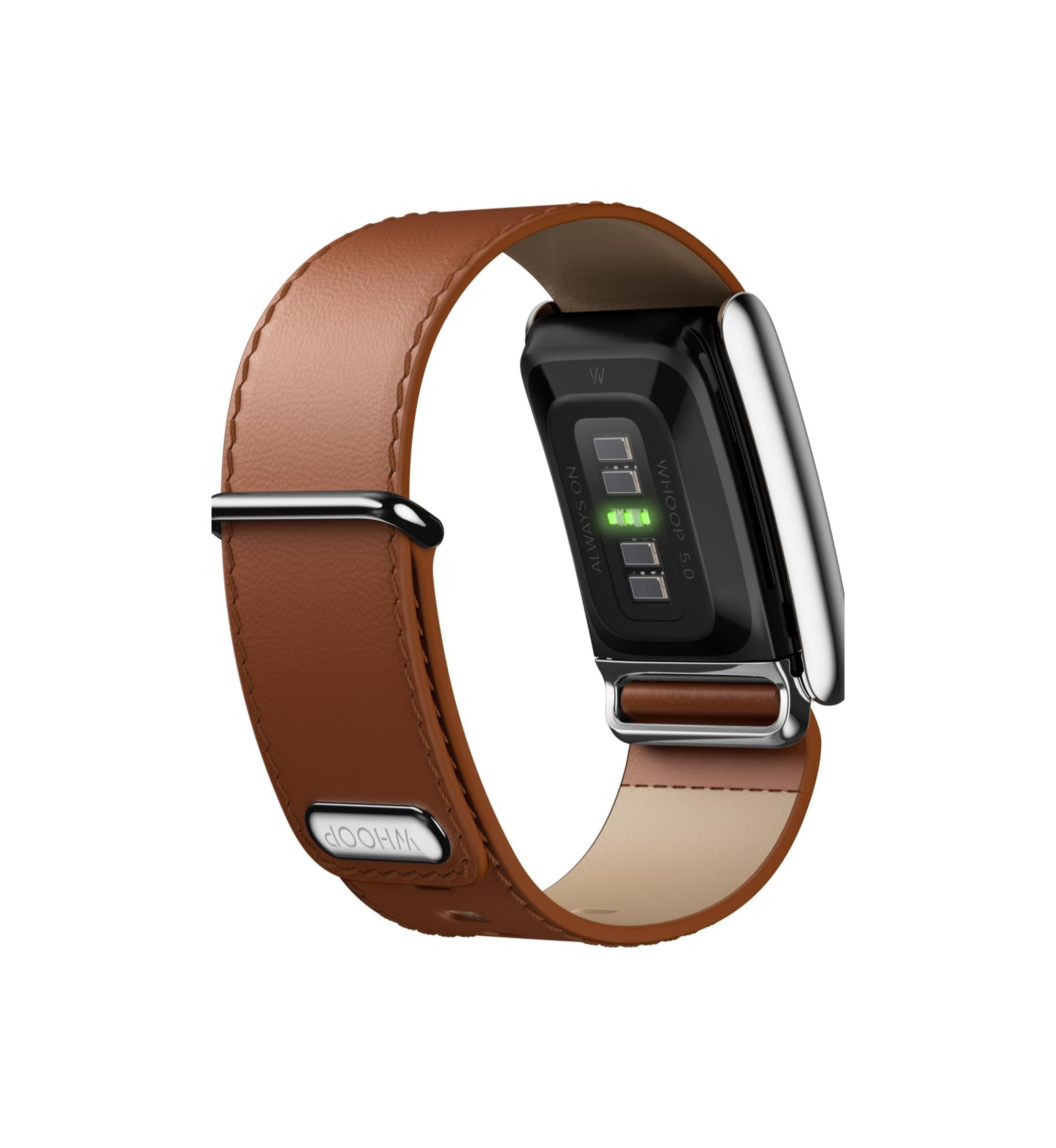 WHOOP 5.0 LeatherLuxe Band 'Chestnut/Cream with Titanium - Straight' (Band Only)