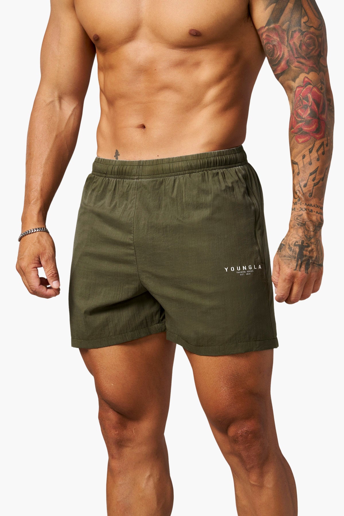 YoungLA 1072 - Training Series Washed Shorts 'Olive'