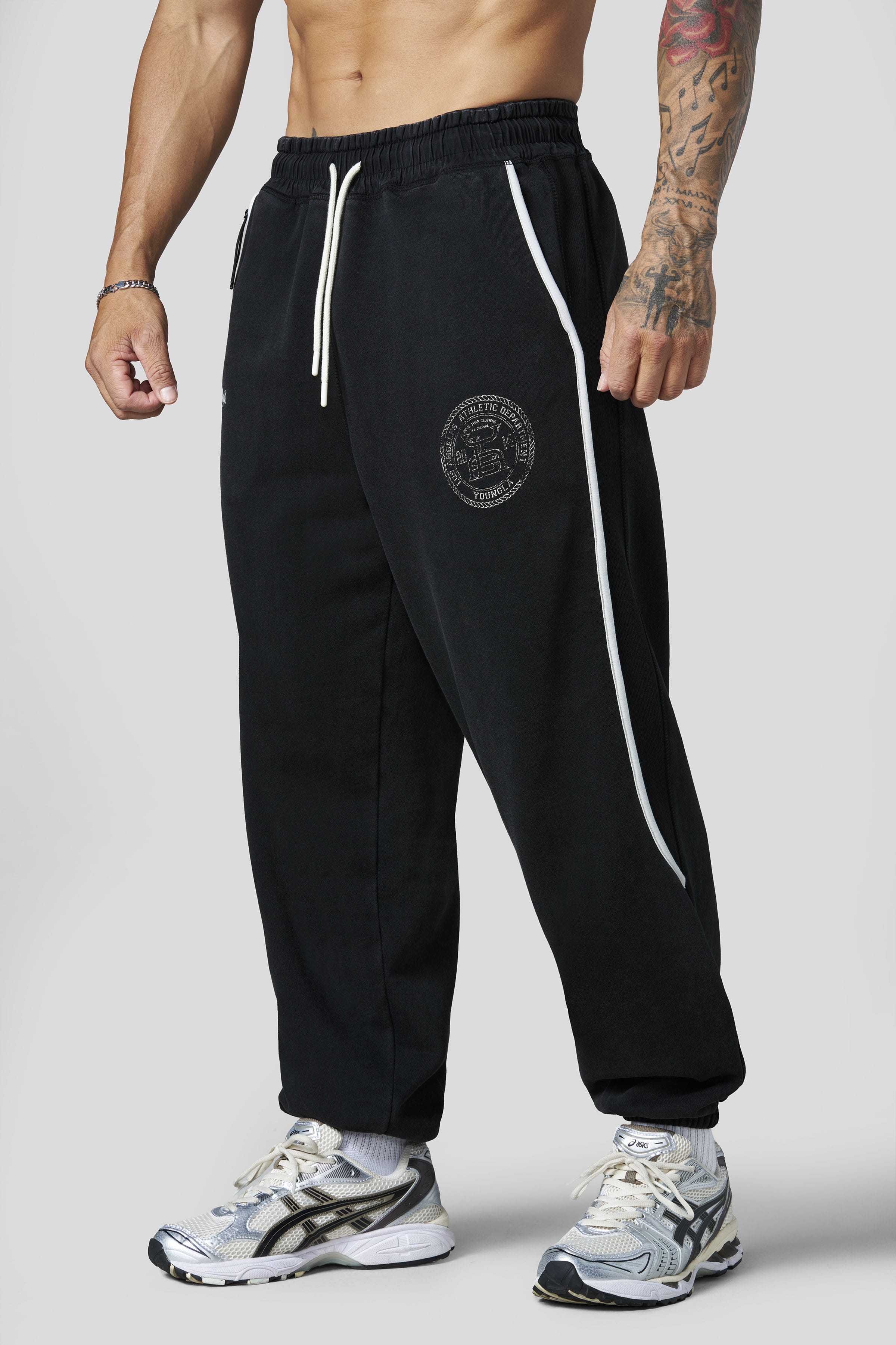YoungLA 2176 - Golden Era Piping Joggers 'Black Wash'