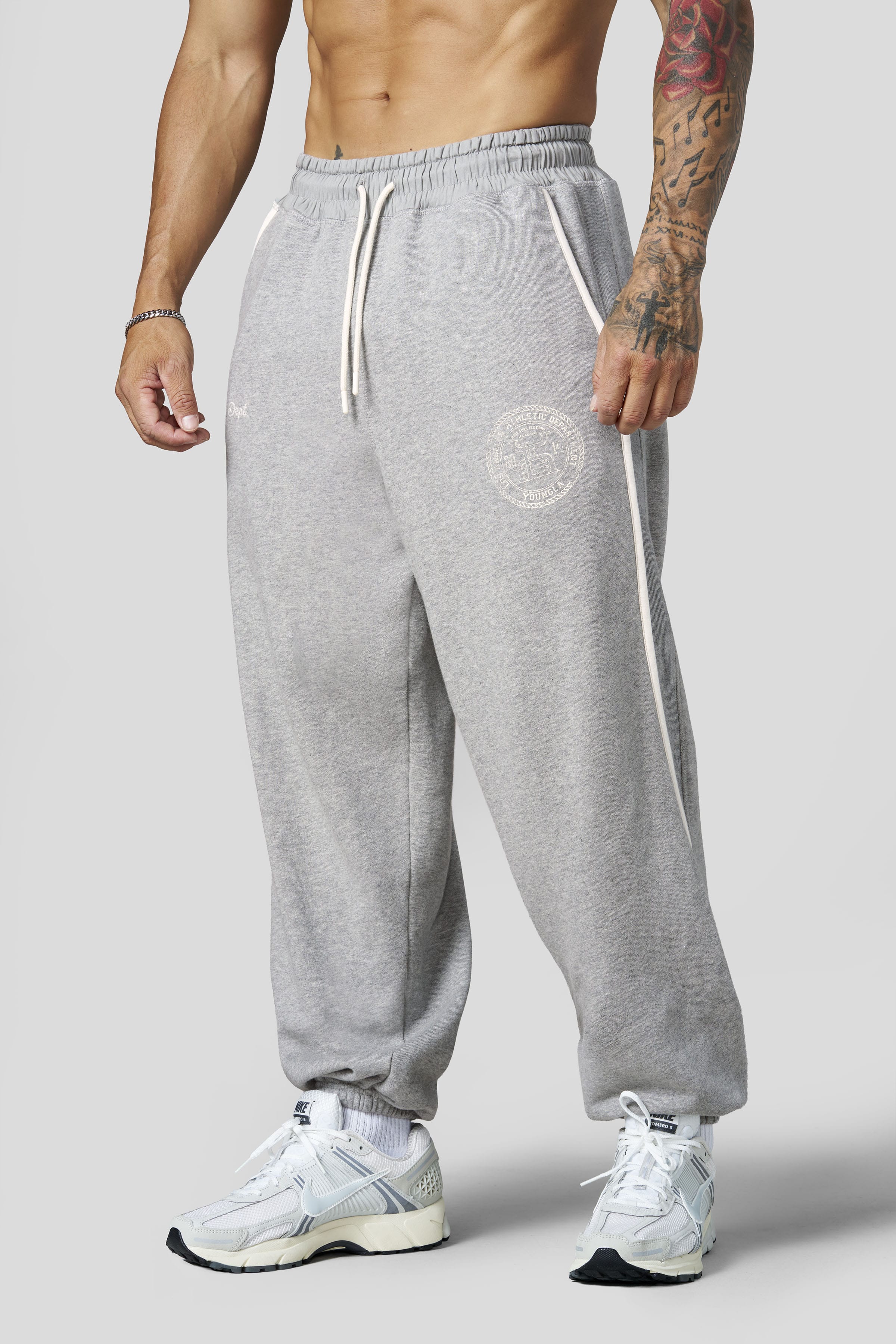 YoungLA 2176 - Golden Era Piping Joggers 'Heather Grey'