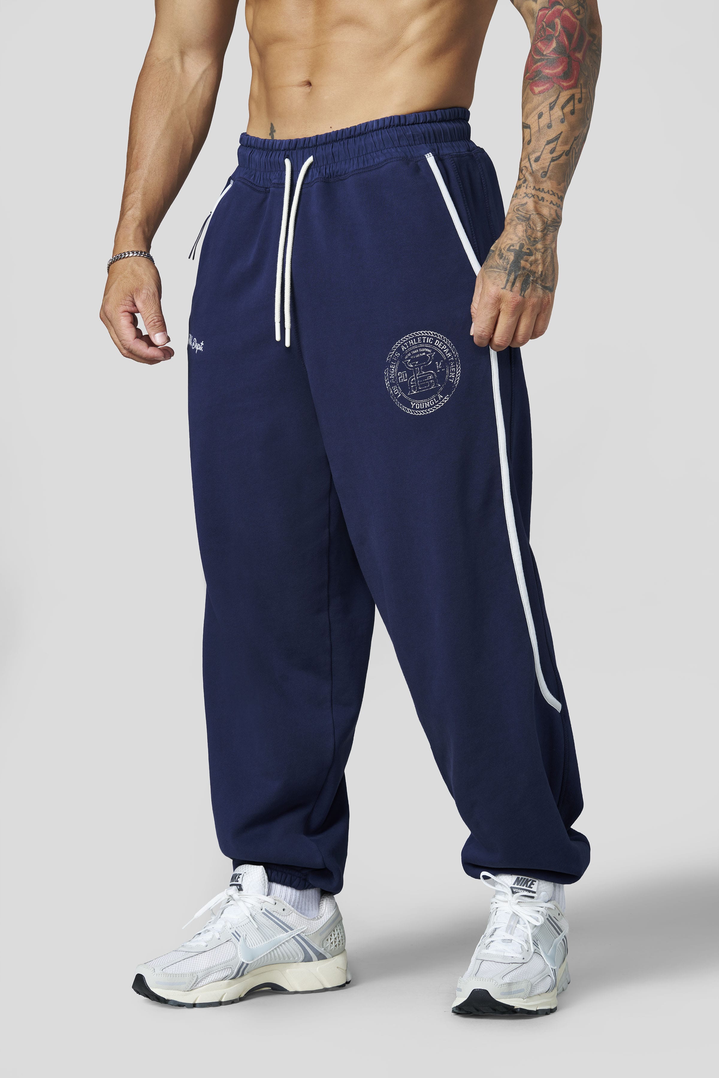YoungLA 2176 - Golden Era Piping Joggers 'Navy Wash'