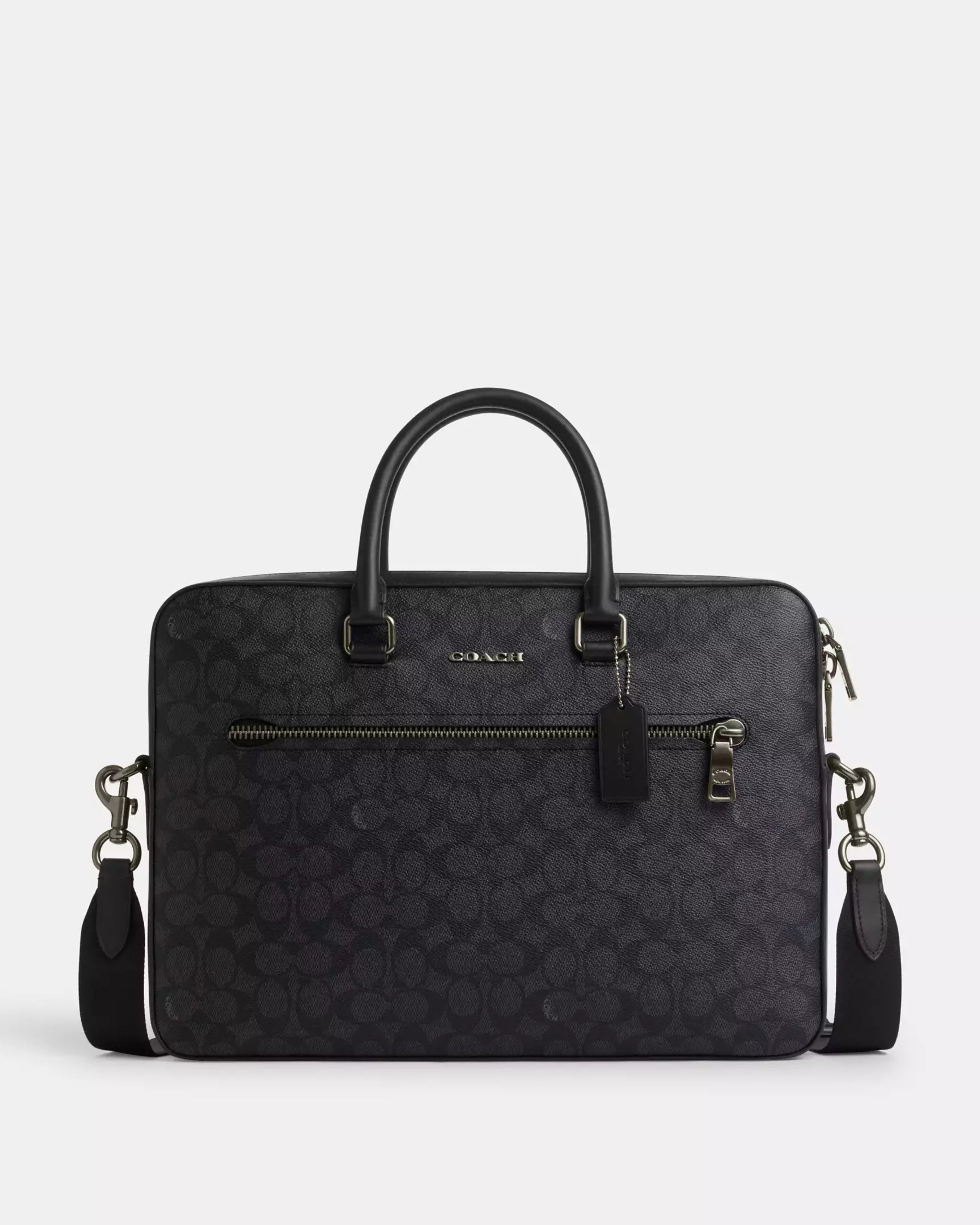 Coach Ethan Slim Brief In Signature Canvas 'Gunmetal Charcoal Black'