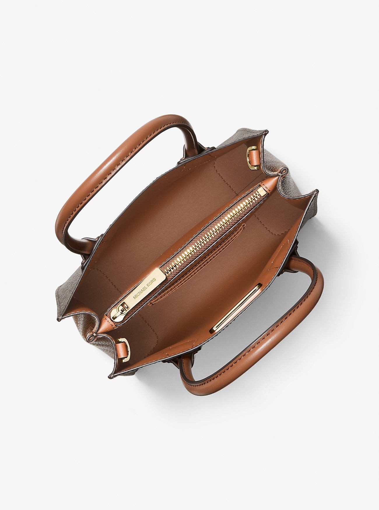 Michael Kors Mercer Medium Logo and Leather Accordion Crossbody Bag Brown