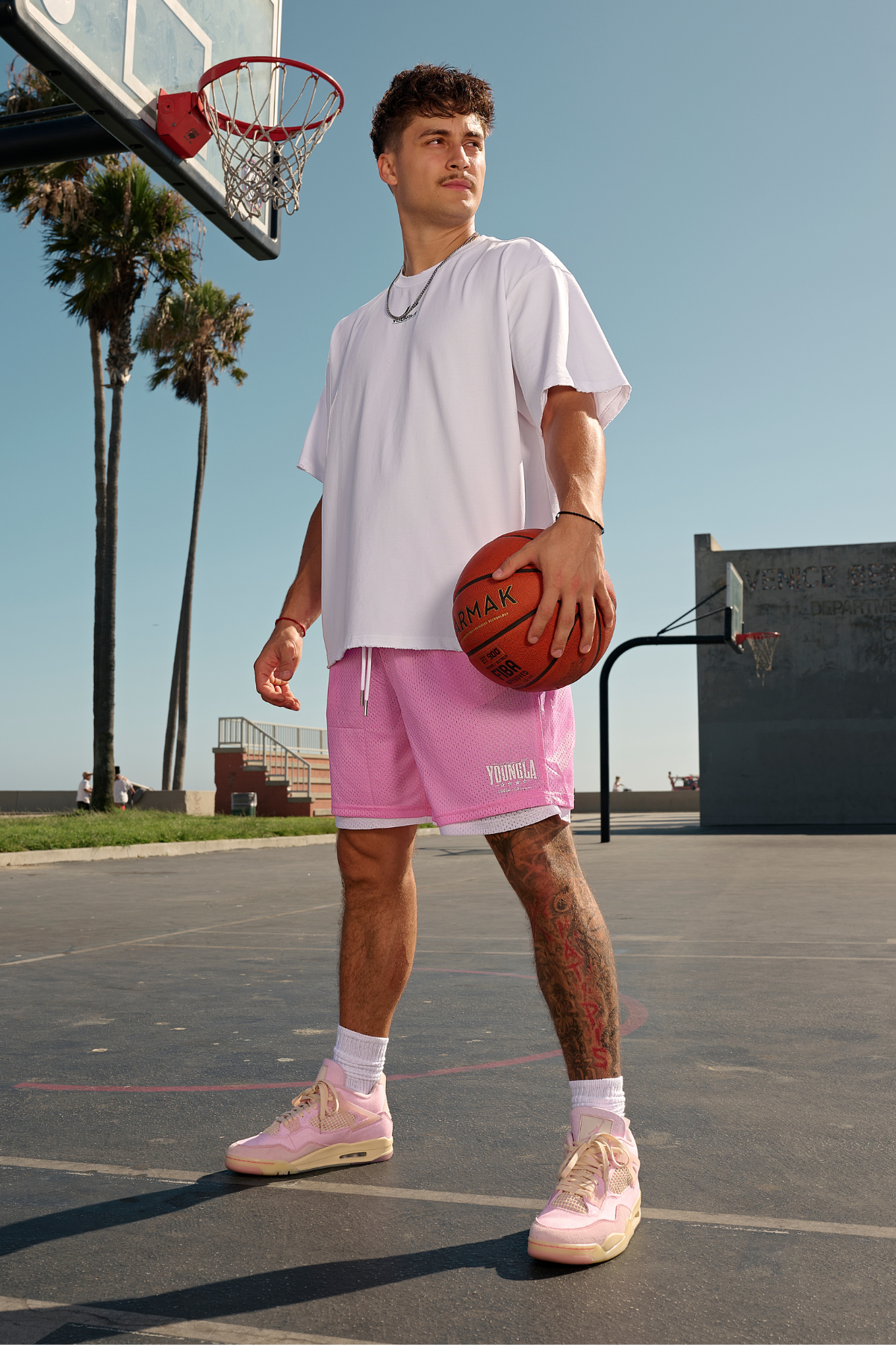 YoungLA 1092 - Double Mesh Shorts 'Pink'