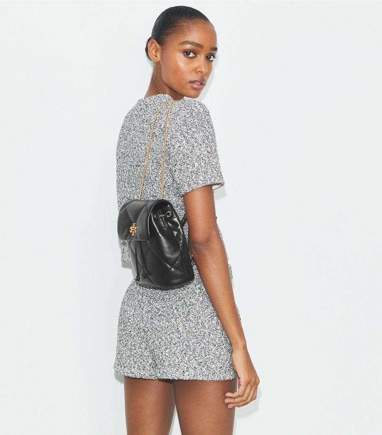 Tory Burch Mini Kira Diamond Quilt Backpack Black