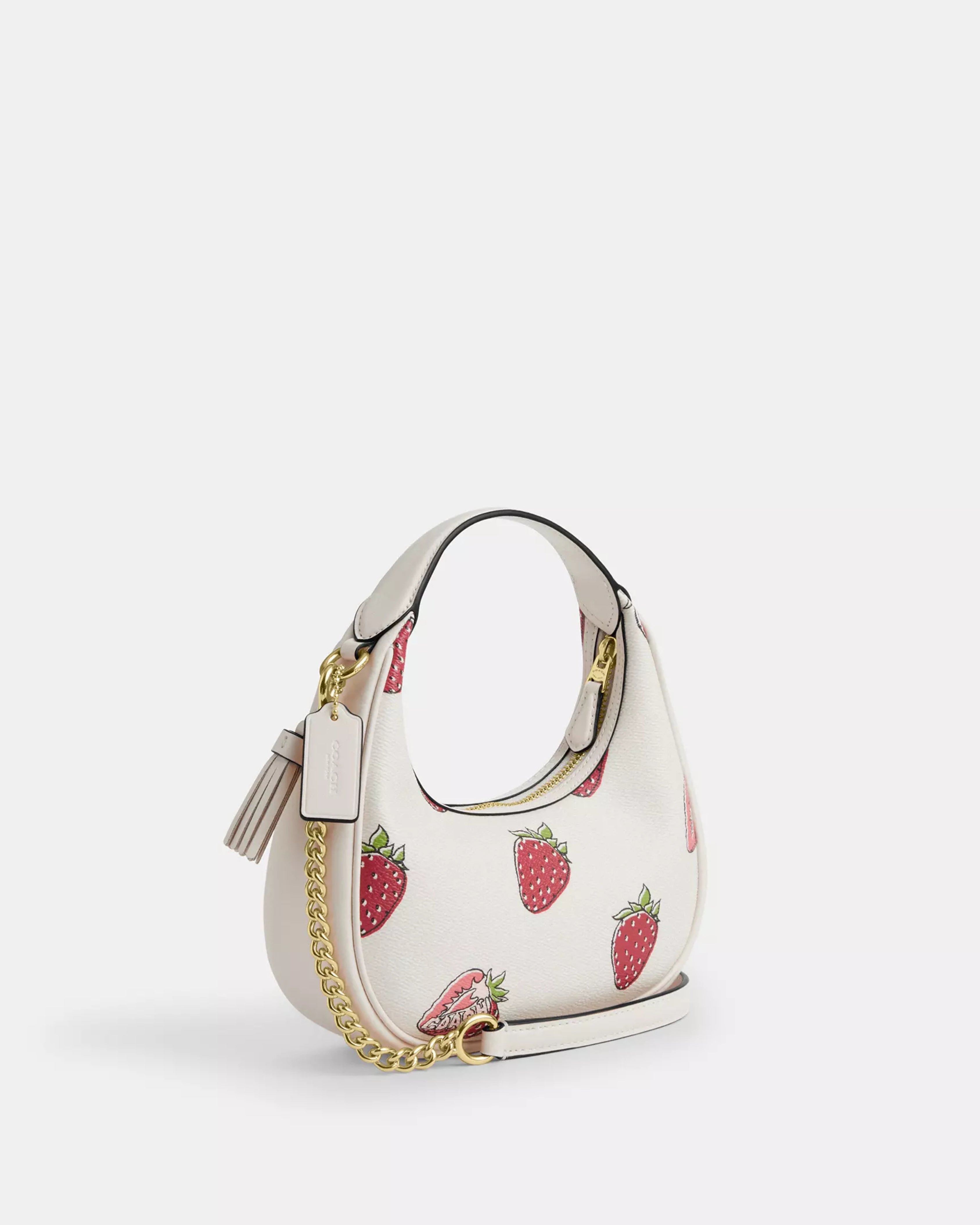 Coach Carmen Mini Crossbody Bag With Strawberry Print 'Gold/Chalk Multi'