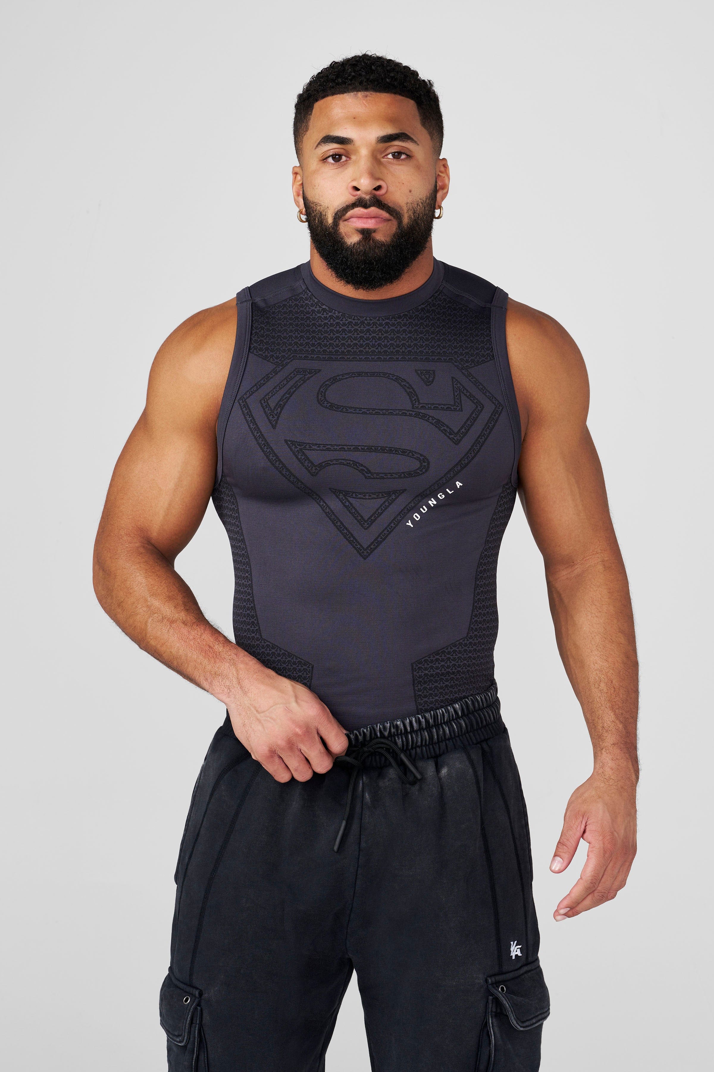 YoungLA 3047 - Superman Compression Tanks 'Charcoal'