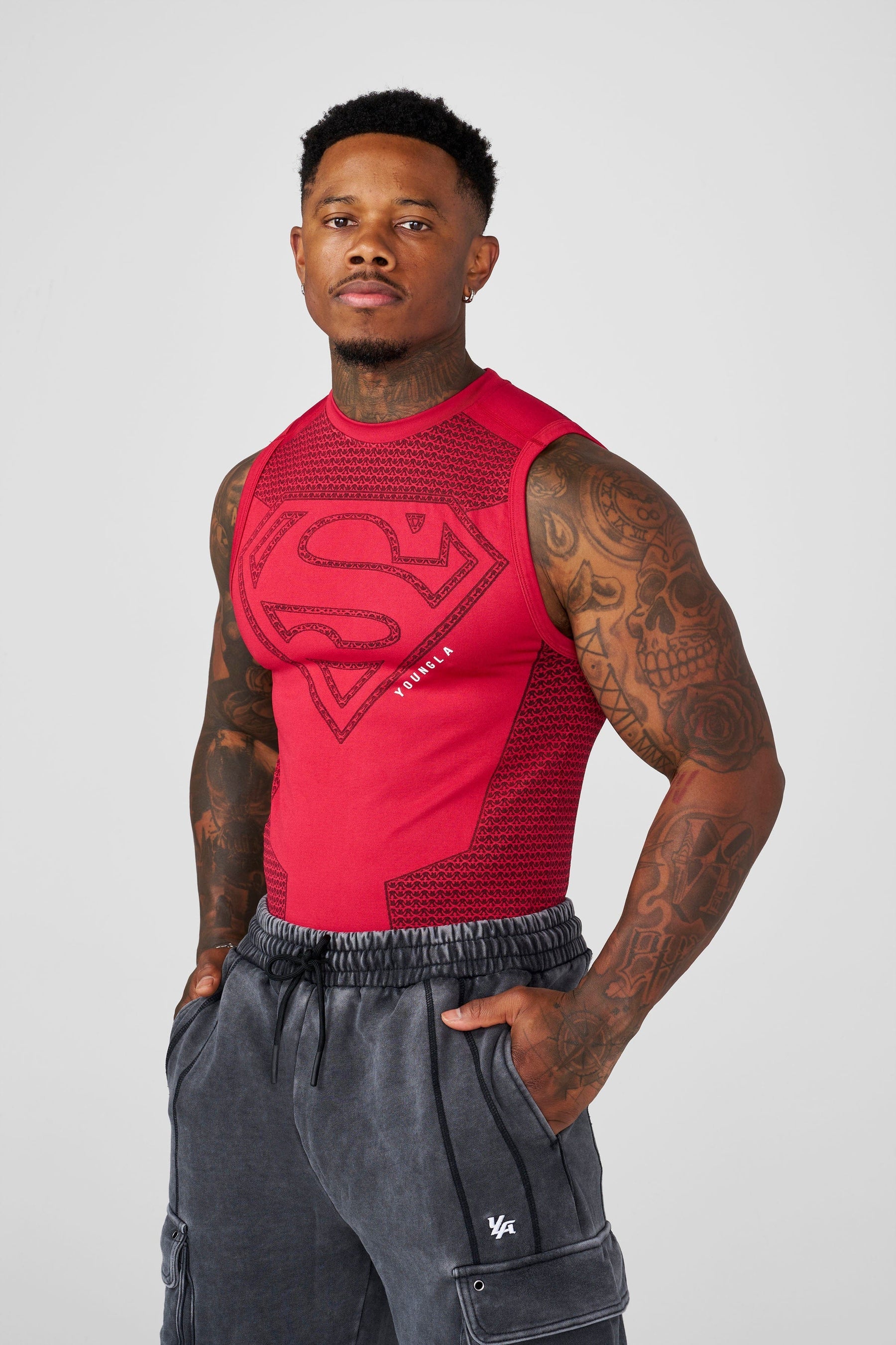 YoungLA 3047 - Superman Compression Tanks 'Red'