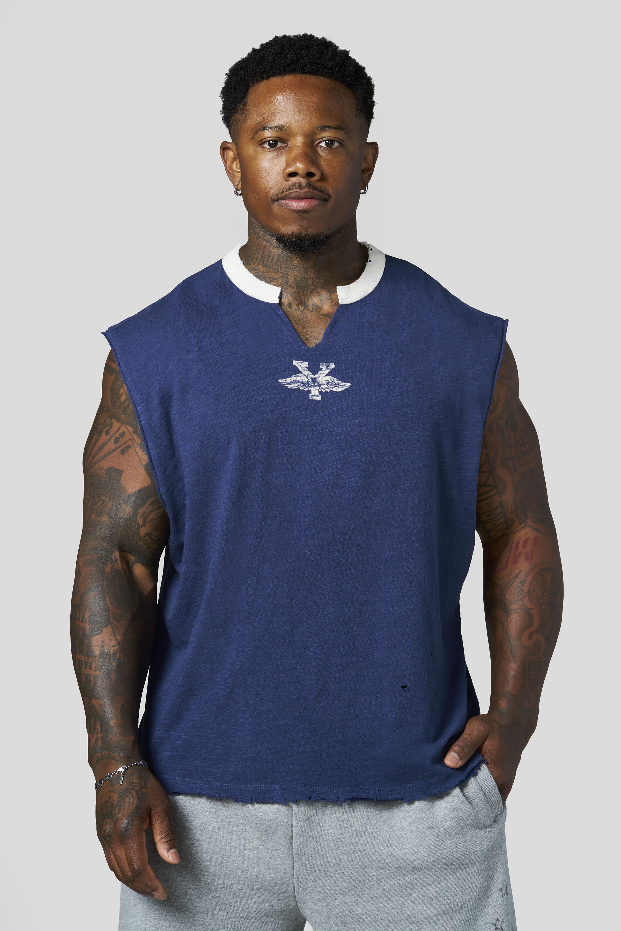 YoungLA 3087 - Golden Era Cut-Offs 'Navy Wash'