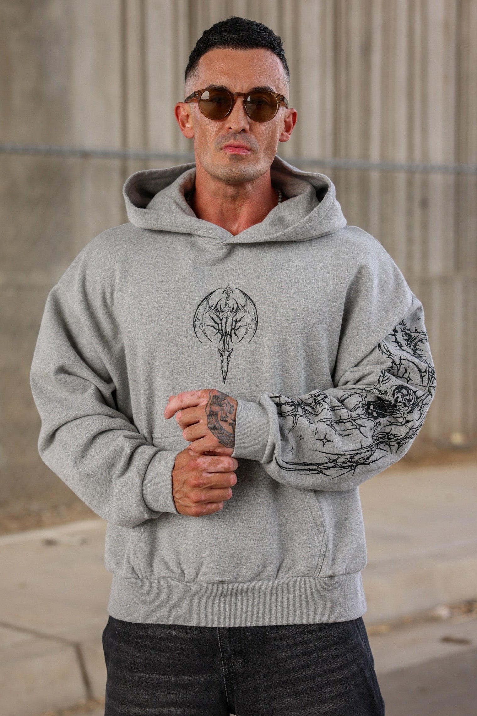 YoungLA 5234 - Sigil Crest Hoodies 'Heather Grey'