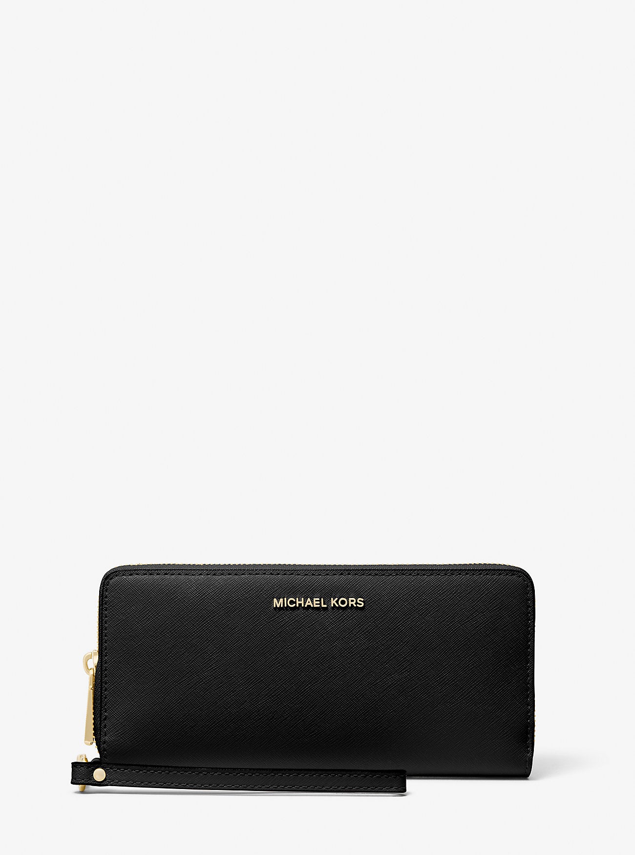 Large Saffiano Leather Continental Wallet BLACK