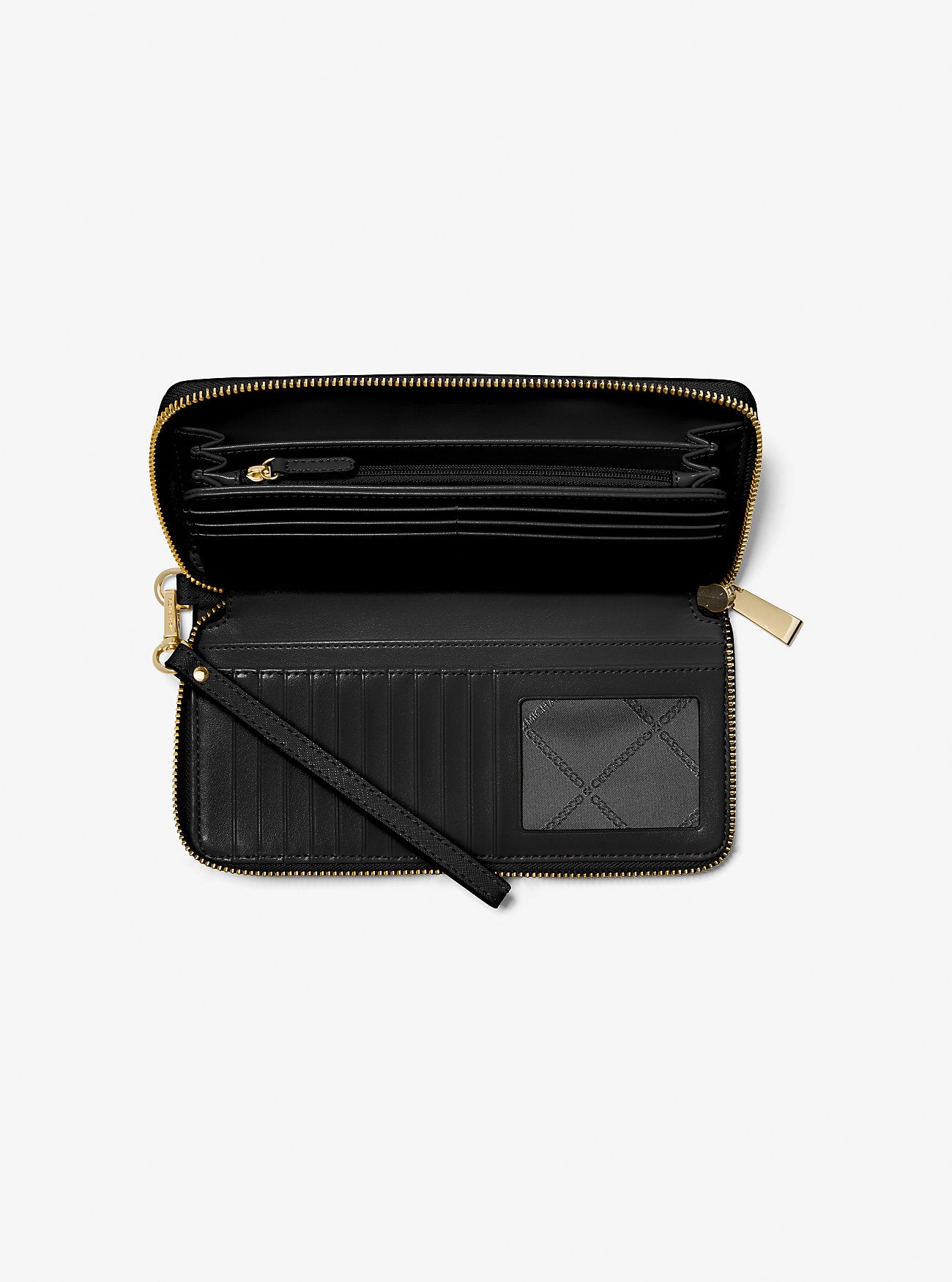Large Saffiano Leather Continental Wallet BLACK