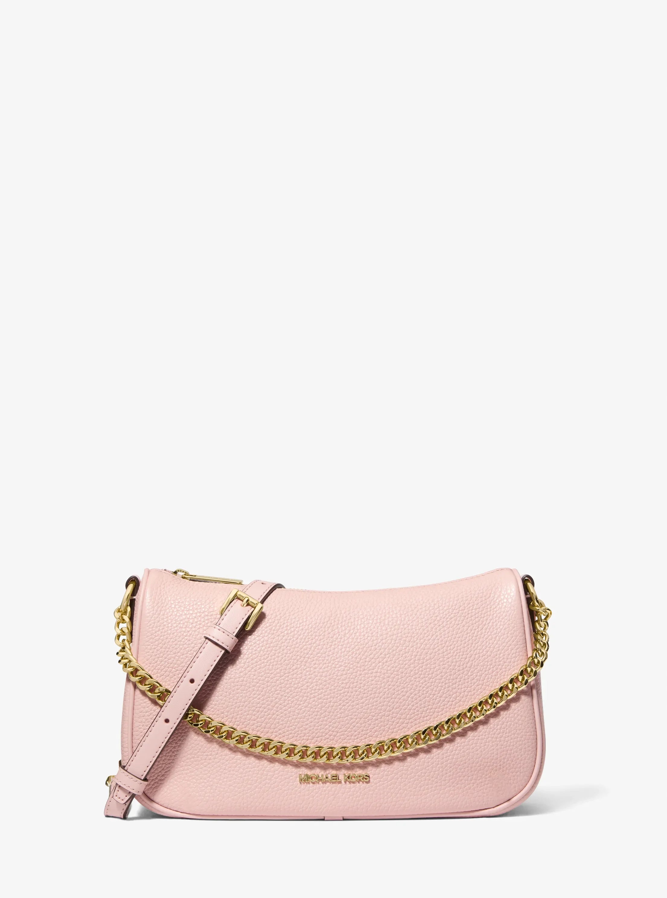 Michael Kors Carmela Medium Pebbled Leather Convertible Crossbody Bag 'Powder Blush'