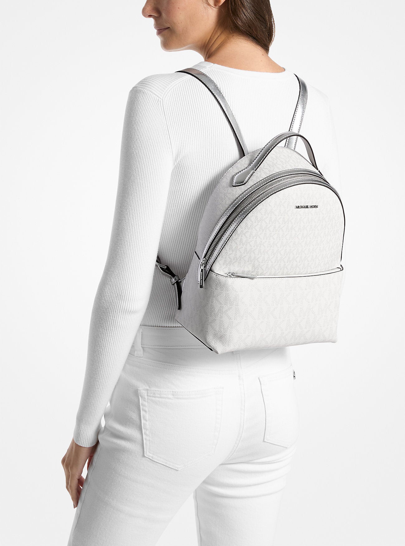 Sheila Medium Logo Backpack SILVER