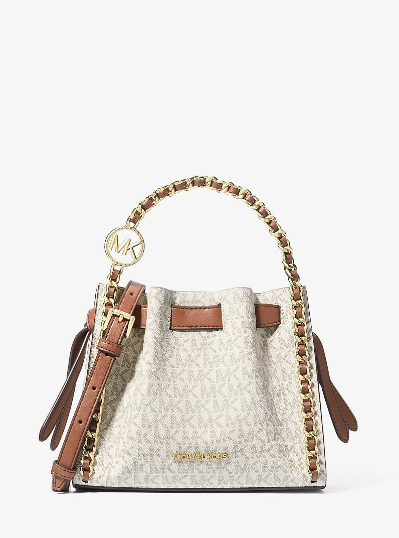 Michael Kors Mina Small Signature Logo Chain Crossbody Bag 'Vanilla'