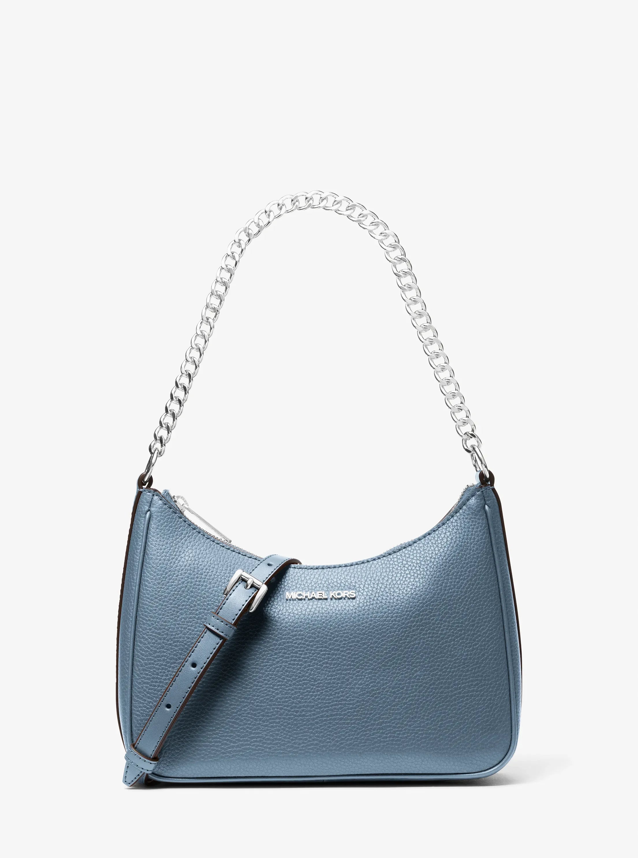 Michael Kors Jet Set Large Pebbled Leather Convertible Crossbody Bag 'Denim'