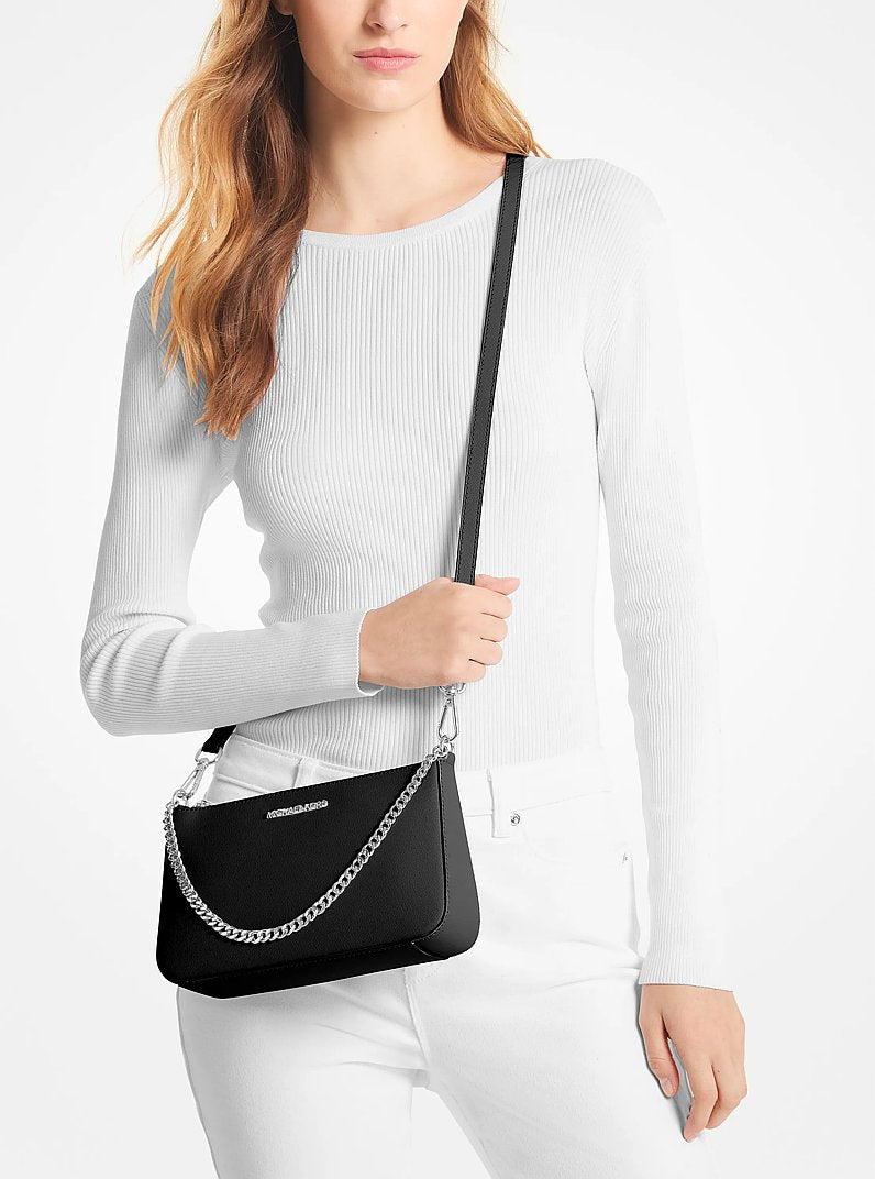 Michael Kors Jet Set Medium Saffiano Leather Crossbody Bag 'Black'
