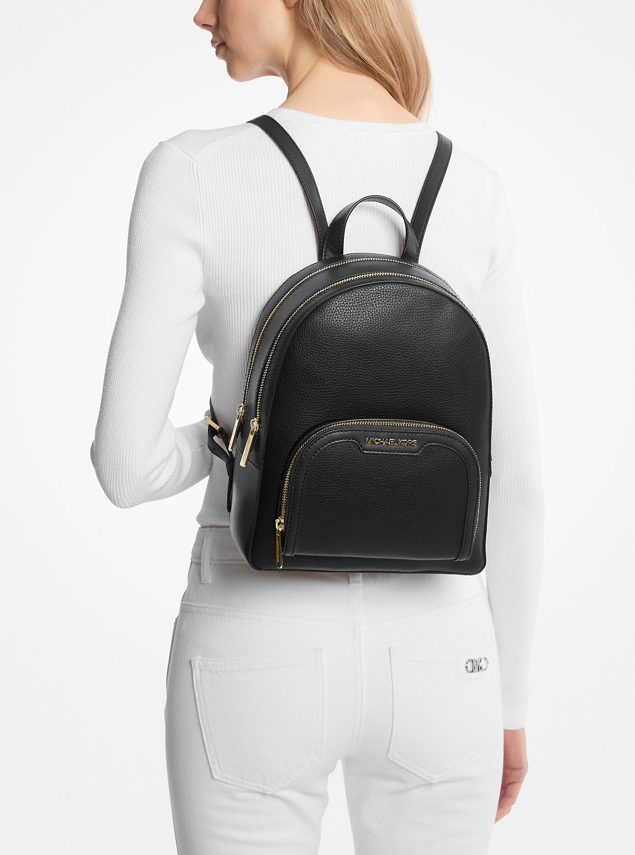 Jaycee Medium Pebbled Leather Backpack BLACK