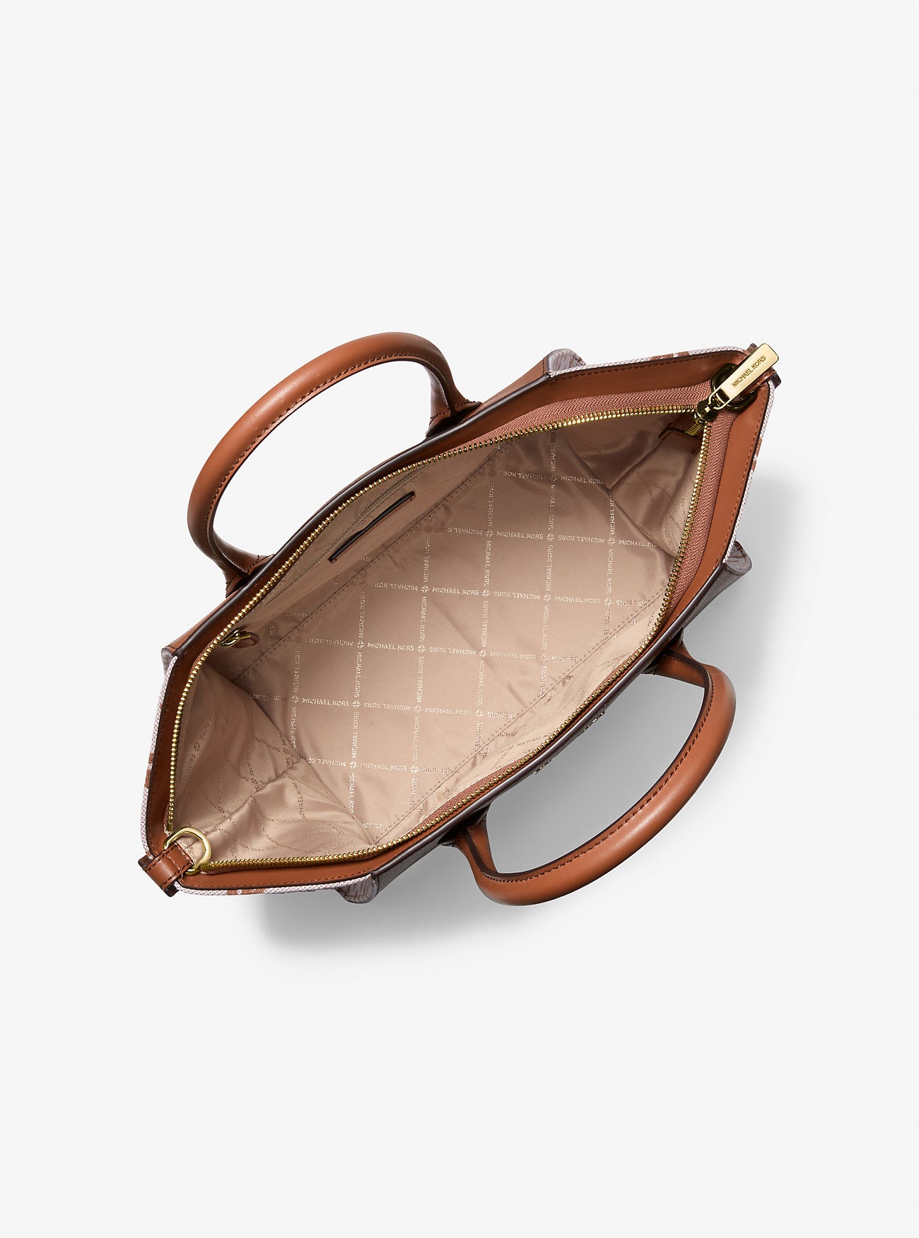 Avril Large Leather and Logo Jacquard Satchel LUGGAGE