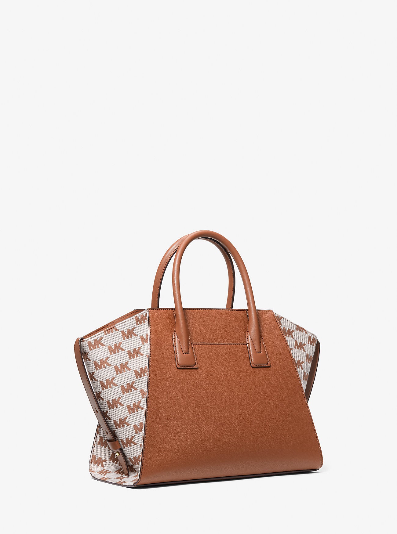 Avril Large Leather and Logo Jacquard Satchel LUGGAGE