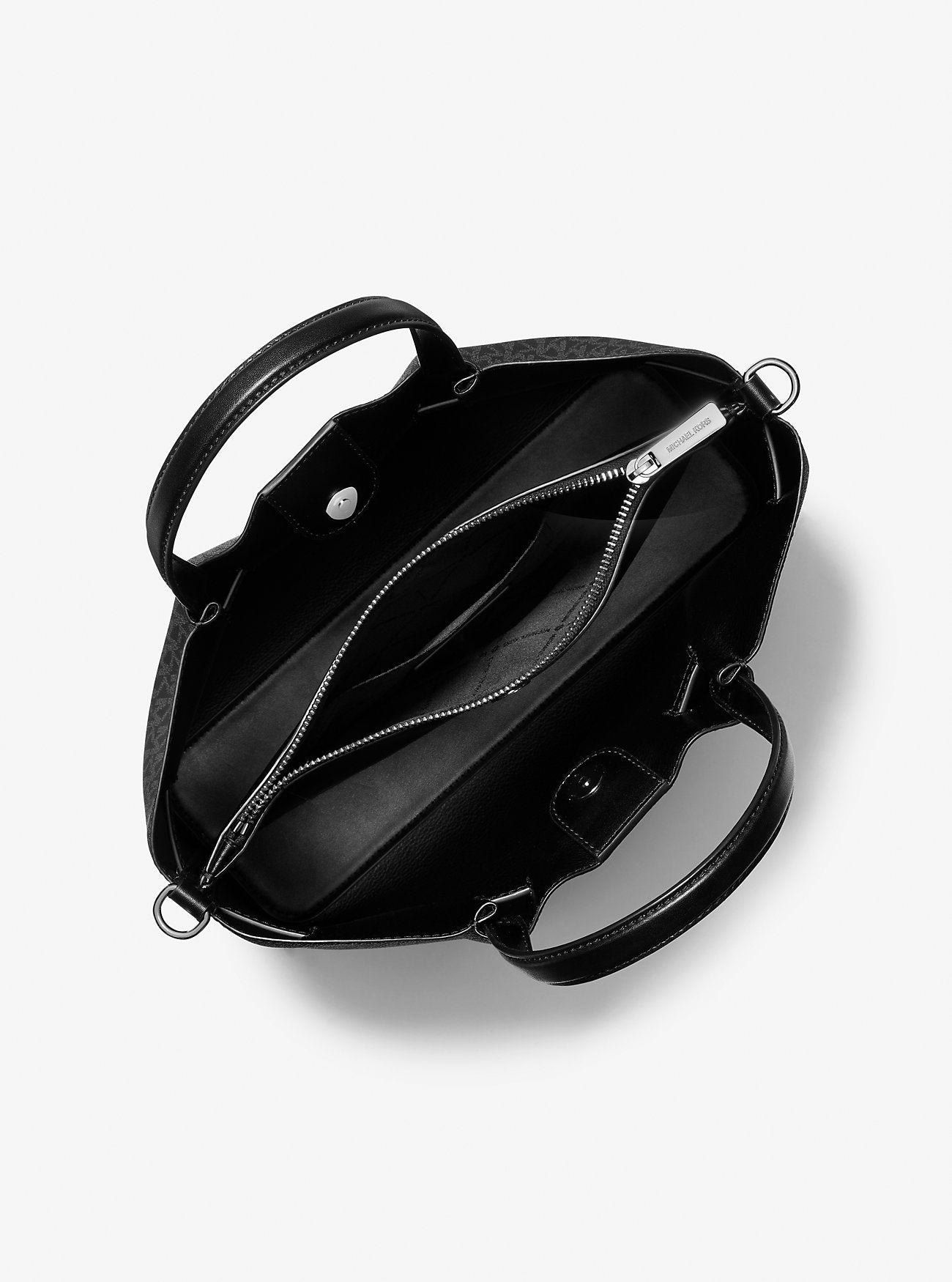 Carson Medium Signature Logo Satchel BLACK