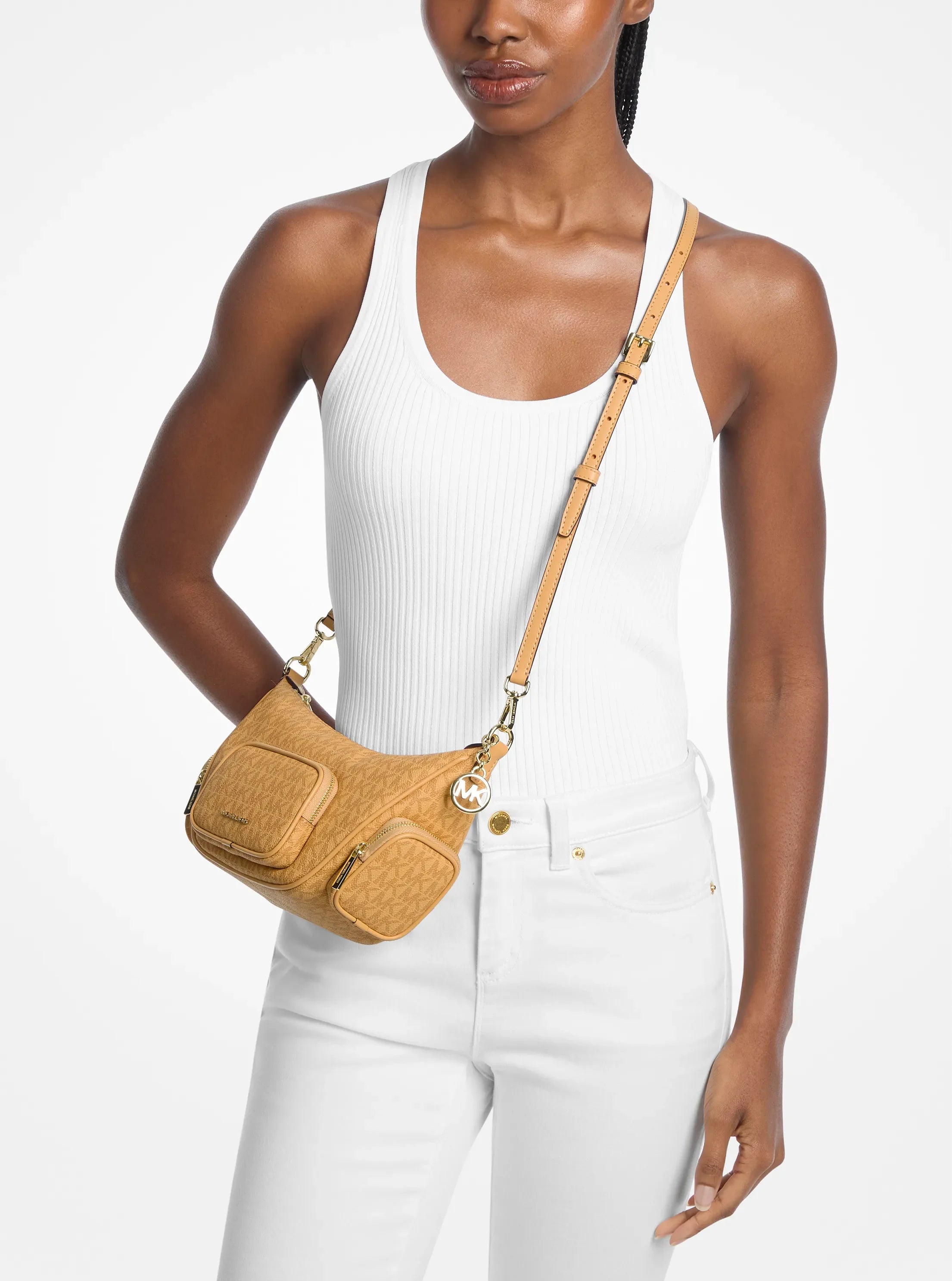 Michael Kors Merritt Small Signature Logo Convertible Shoulder Bag 'Honeywheat'