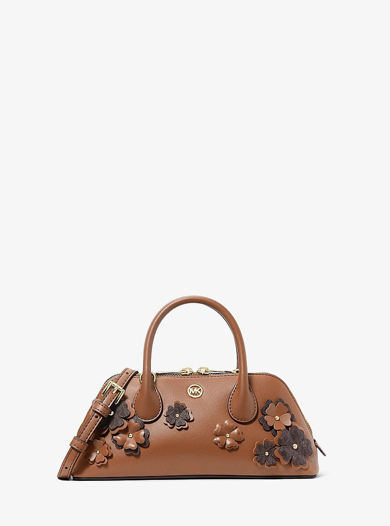 Michael Kors Petra Small Signature Logo Floral Embellished Crossbody Bag 'Luggage'