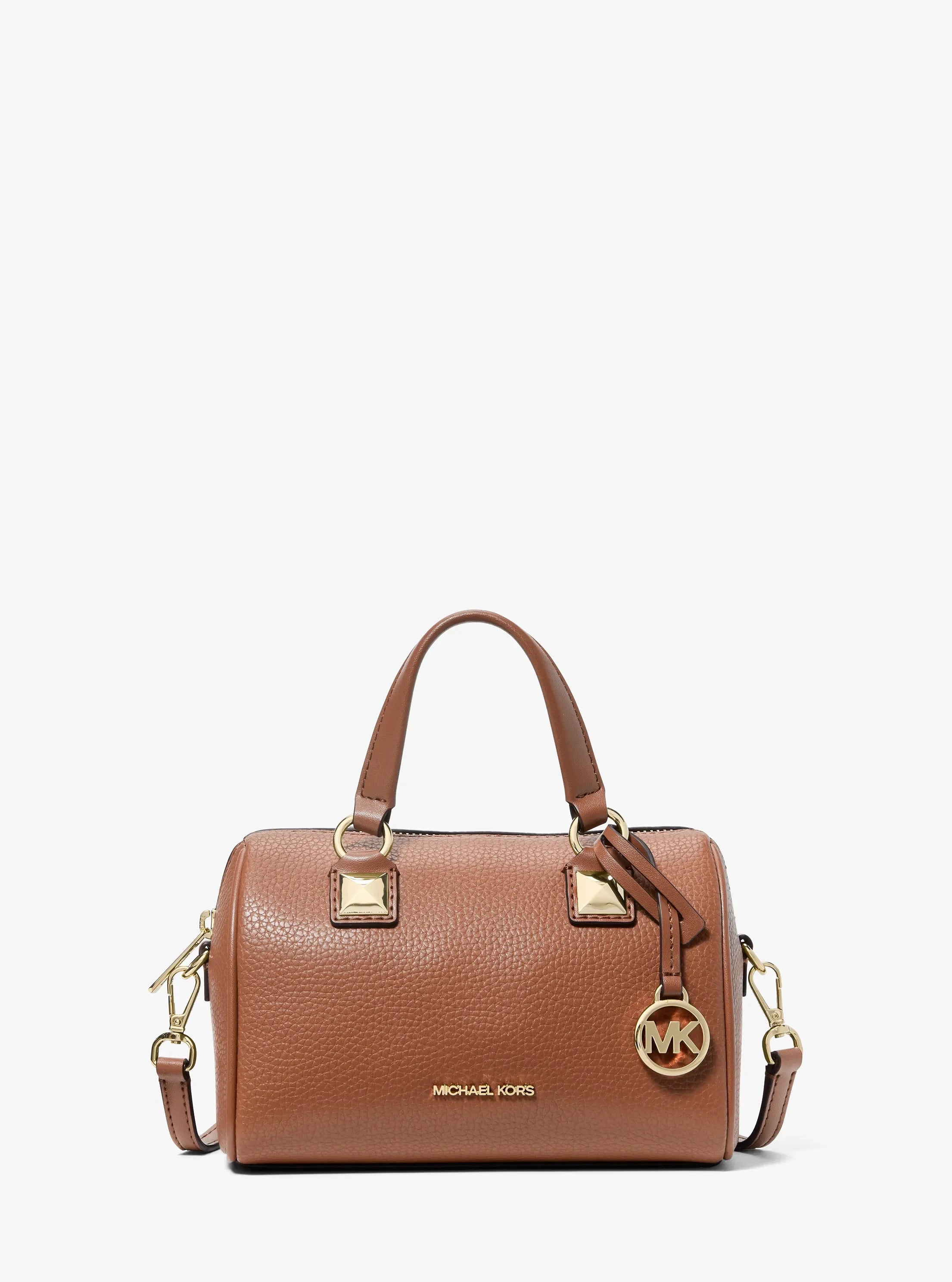 Michael Kors Grayson Small Pebbled Leather Duffel Crossbody Bag 'Luggage'