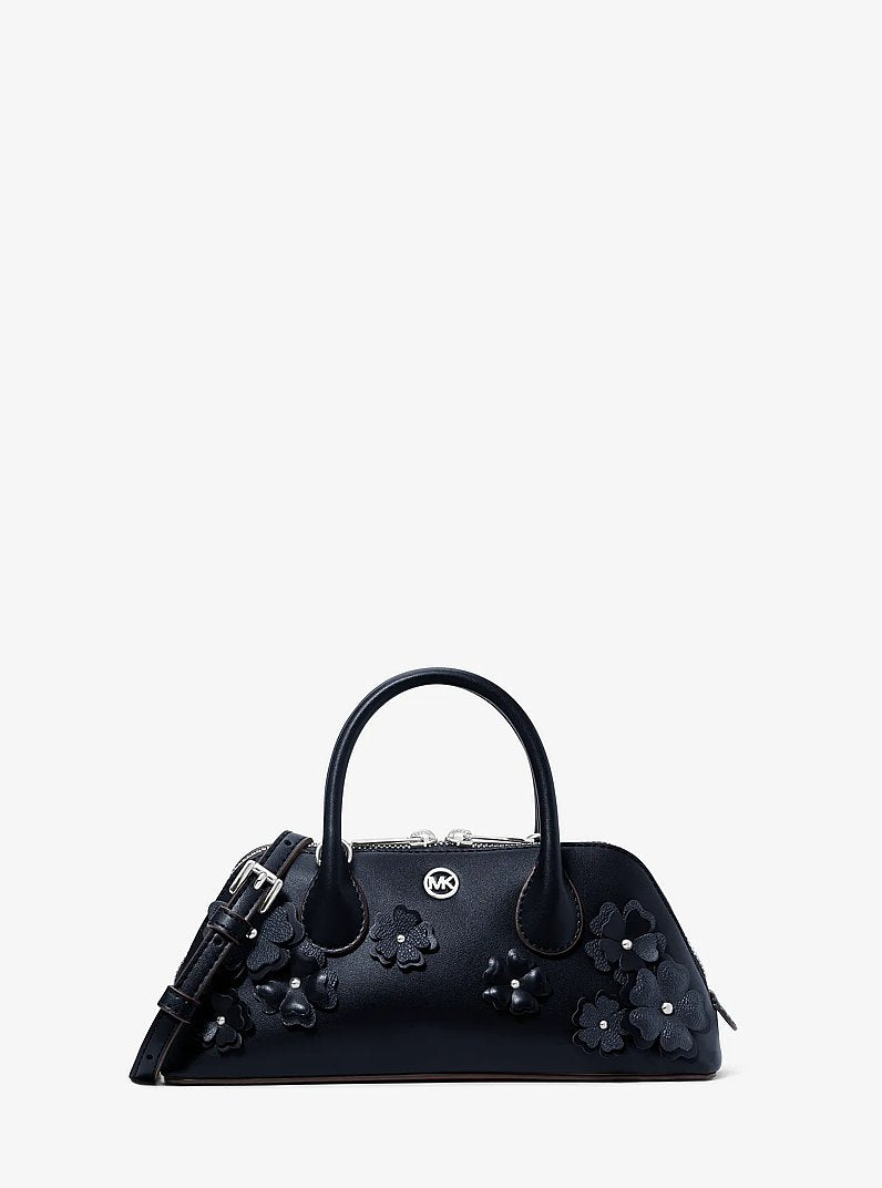 Michael Kors Petra Small Signature Logo Floral Embellished Crossbody Bag 'Navy'