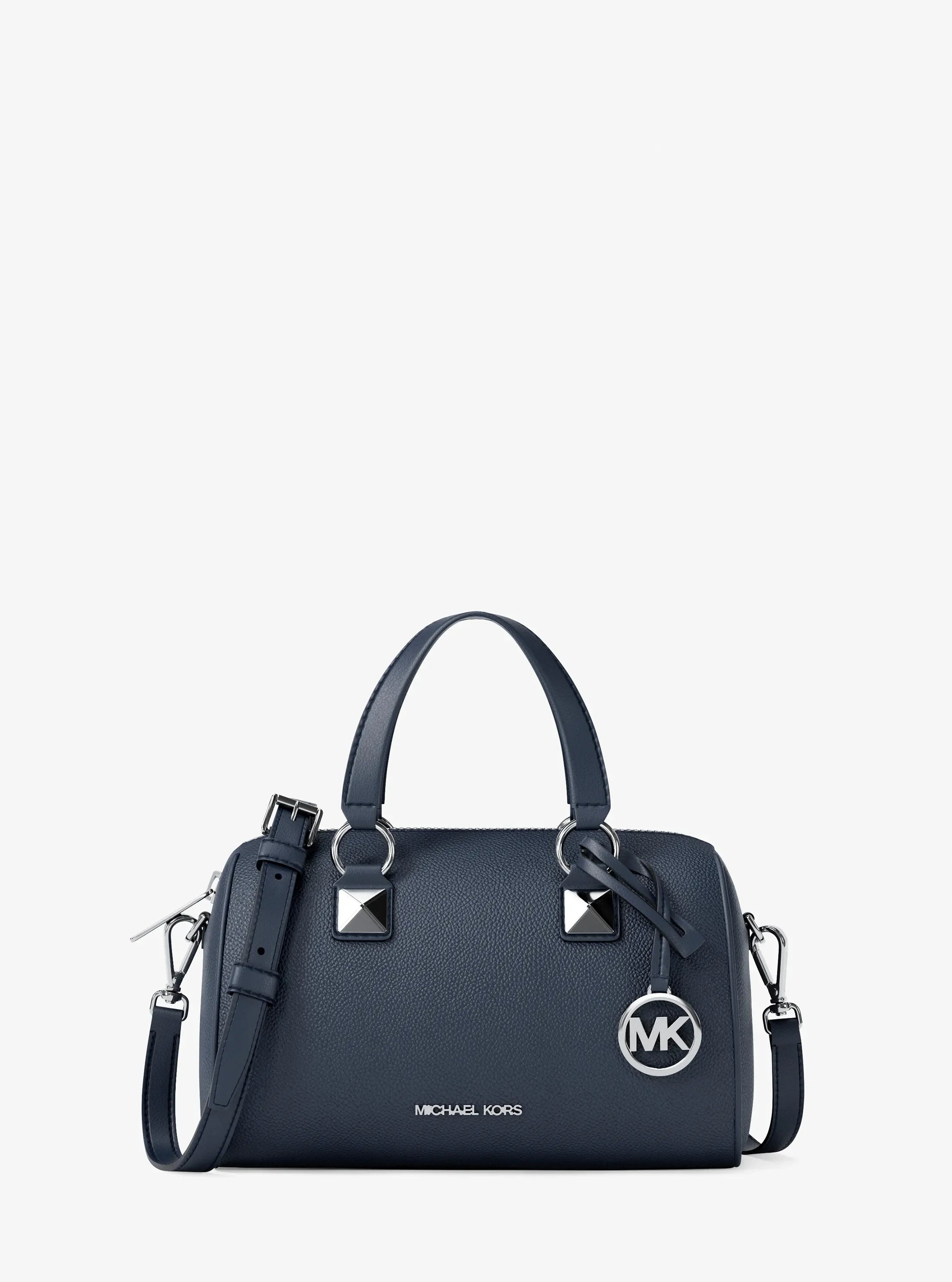 Michael Kors Grayson Small Pebbled Leather Duffel Crossbody Bag 'Navy'