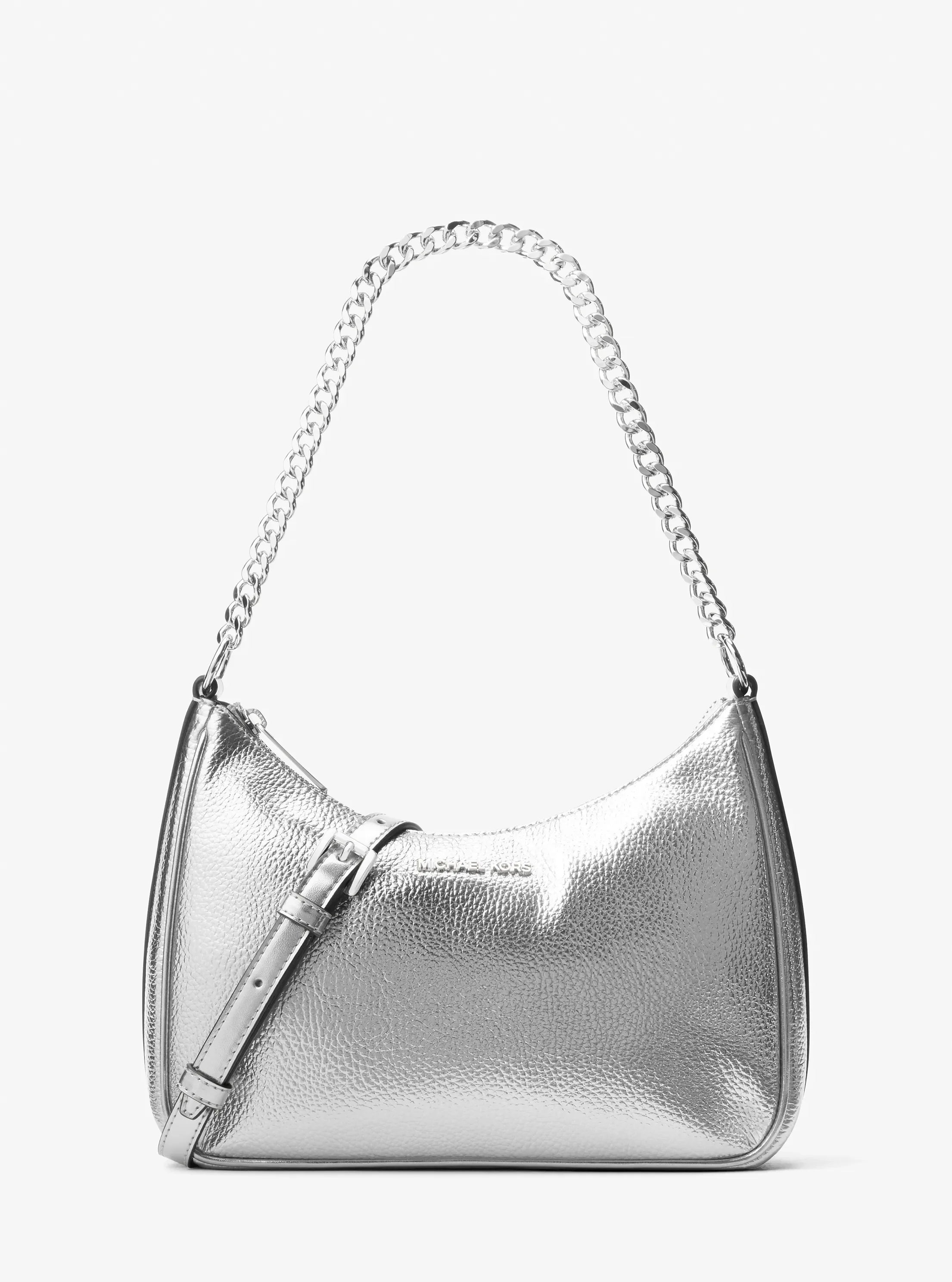 Michael Kors Jet Set Travel Large Metallic Convertible Crossbody Bag 'Silver'