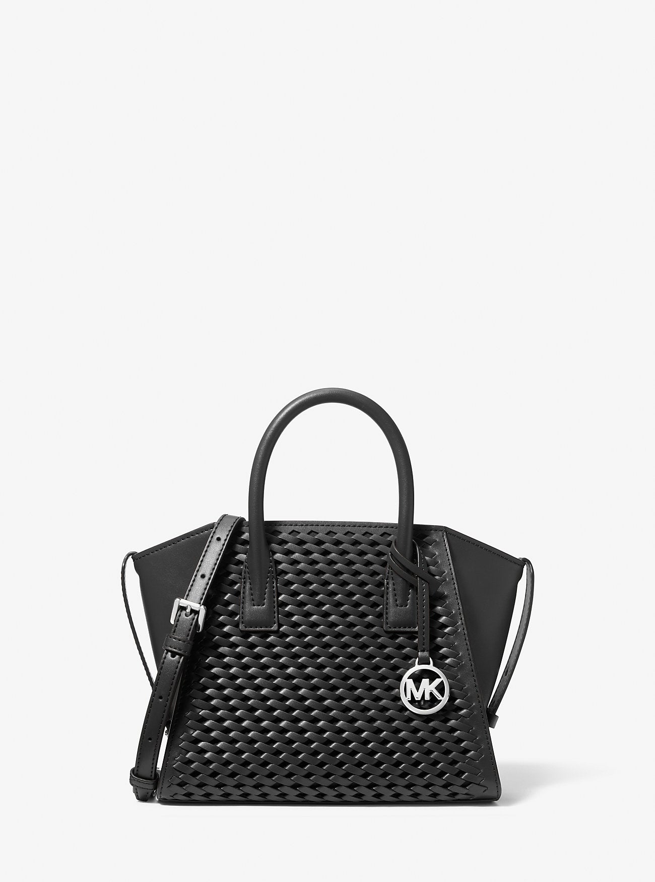 Avril Small Woven Satchel BLACK