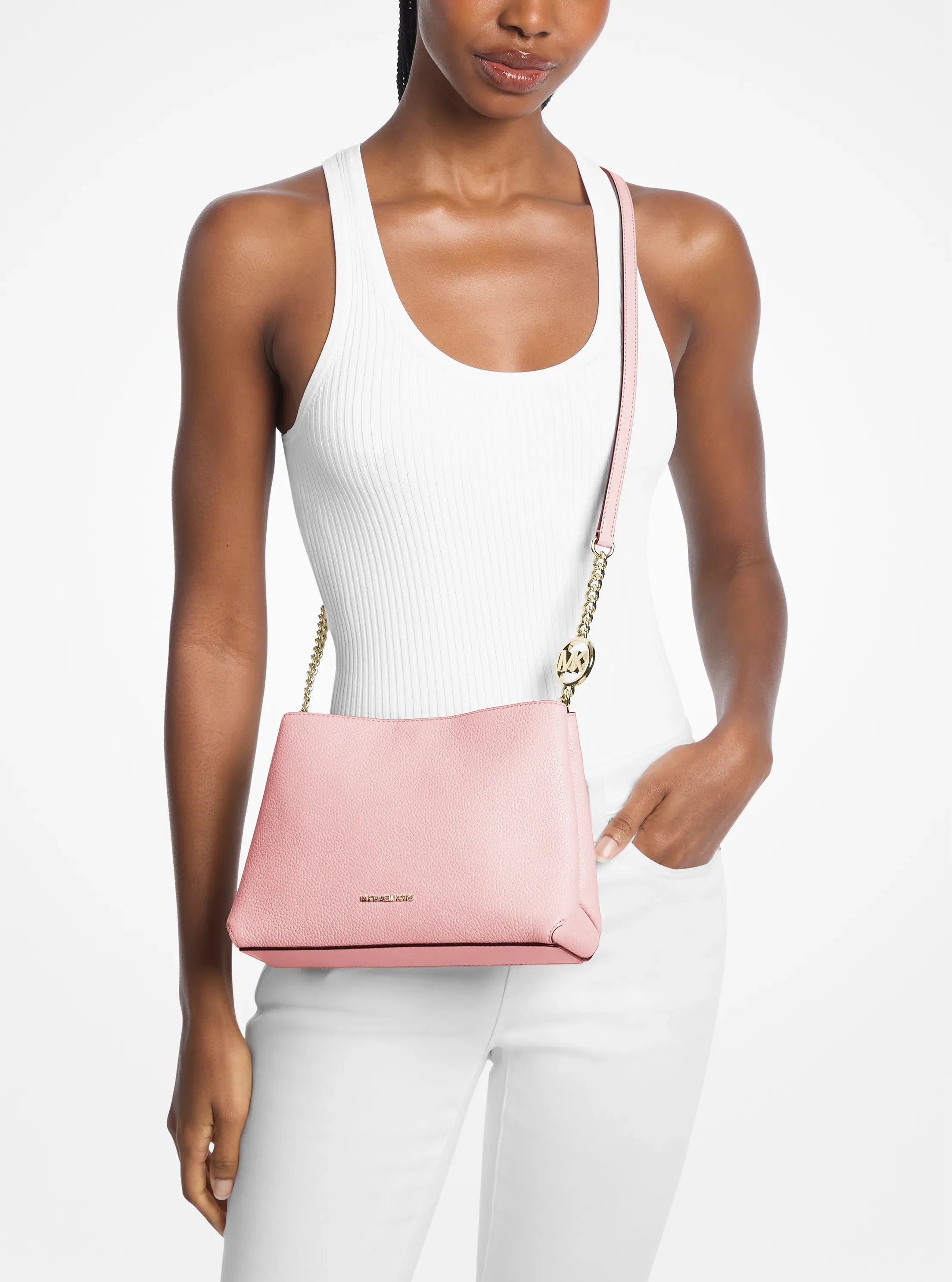 Michael Kors Christina Small Pebbled Leather Crossbody Bag 'Powder Blush'