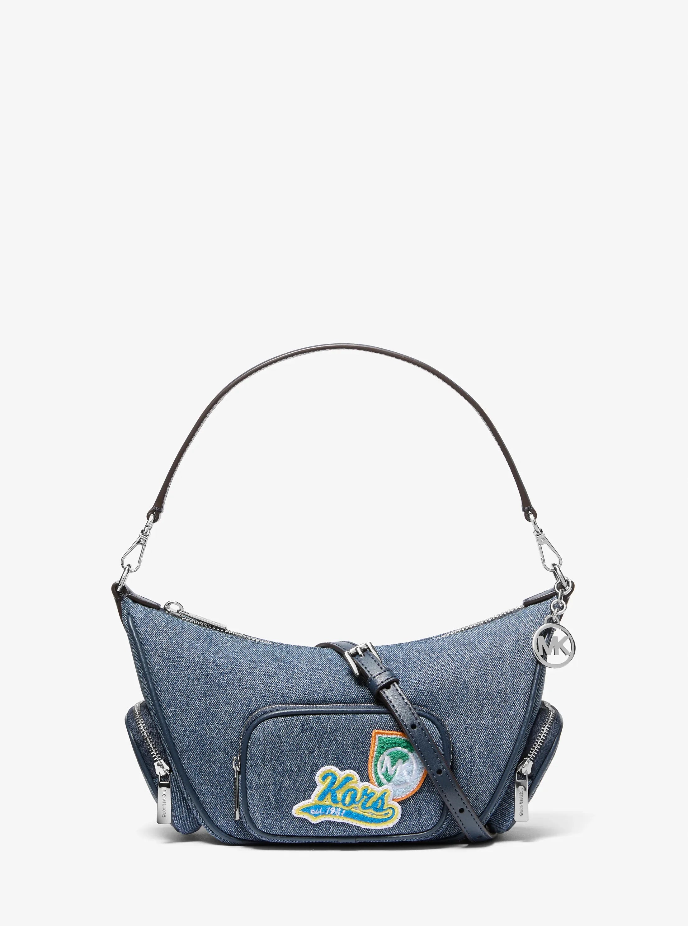 Michael Kors Merritt Small Embellished Denim Convertible Crossbody Bag 'Washed Denim'