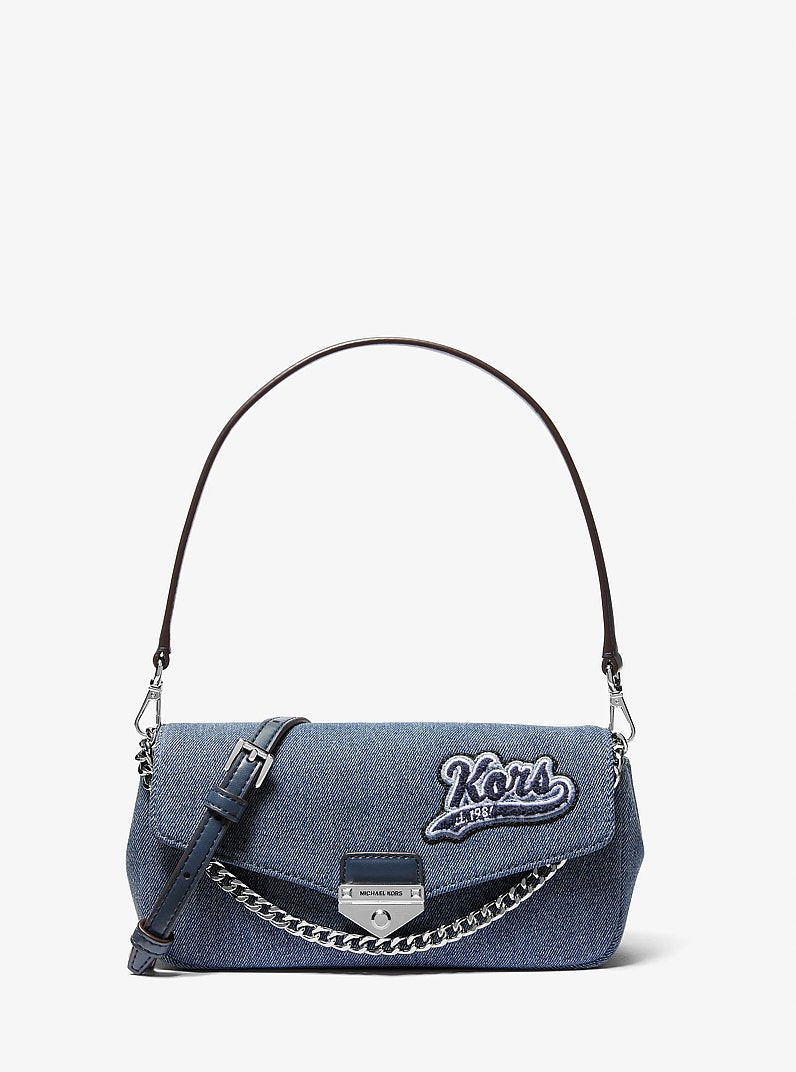 Michael Kors Soho Small Embellished Denim Convertible Crossbody Bag 'Washed Denim'