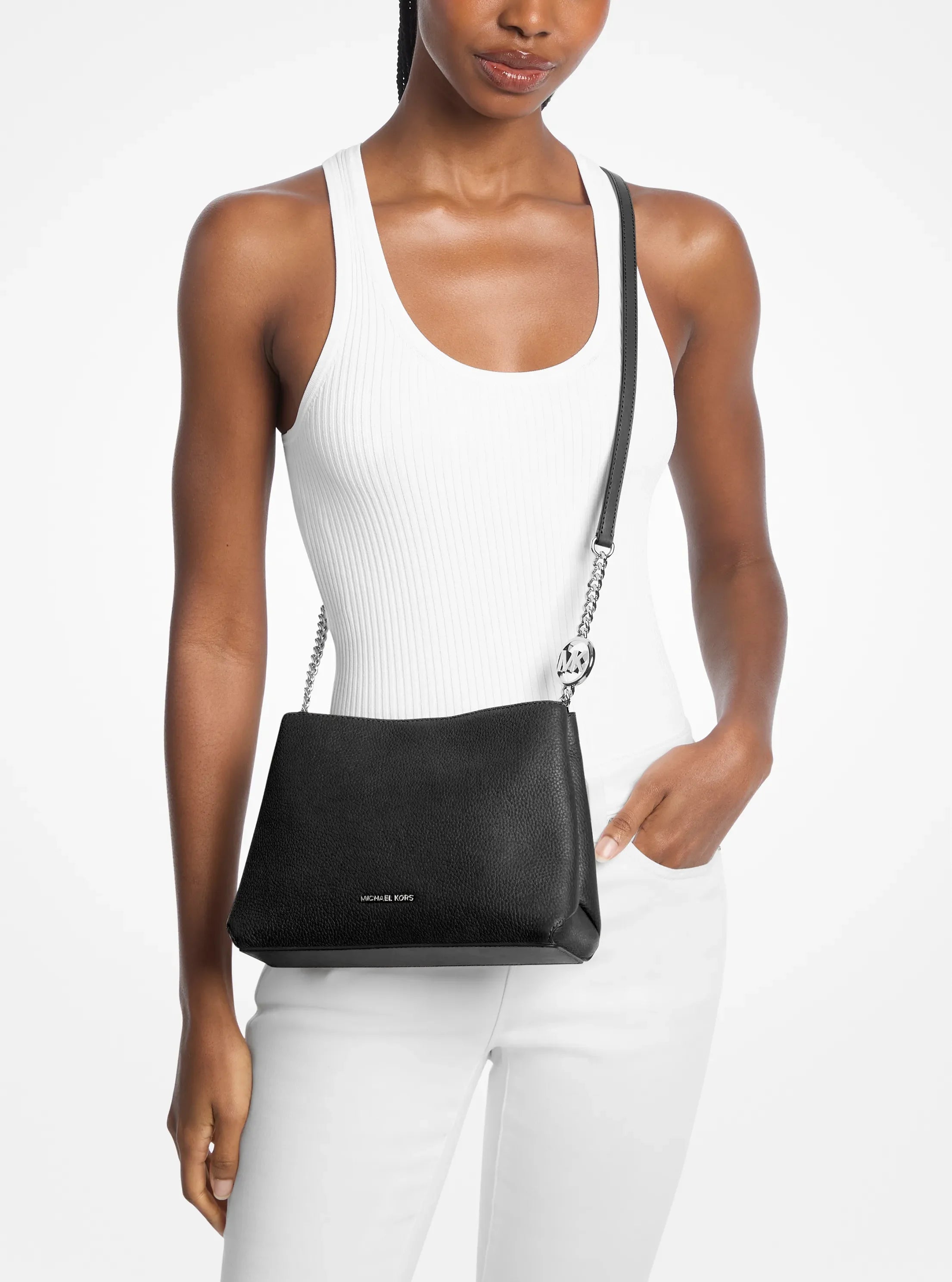 Michael Kors Christina Small Pebbled Leather Crossbody Bag 'Black'