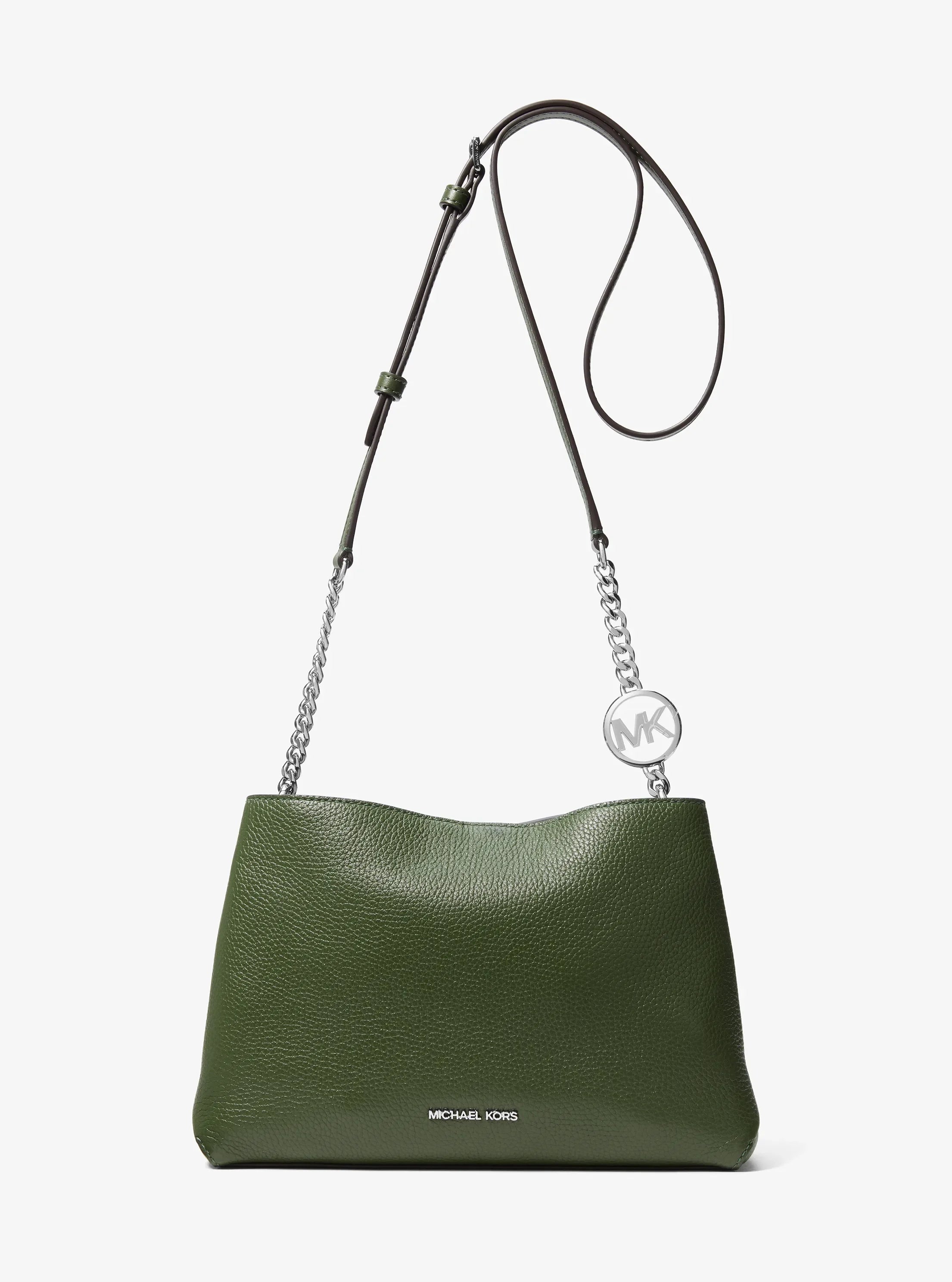 Michael Kors Christina Small Pebbled Leather Crossbody Bag 'Amazon Forest'