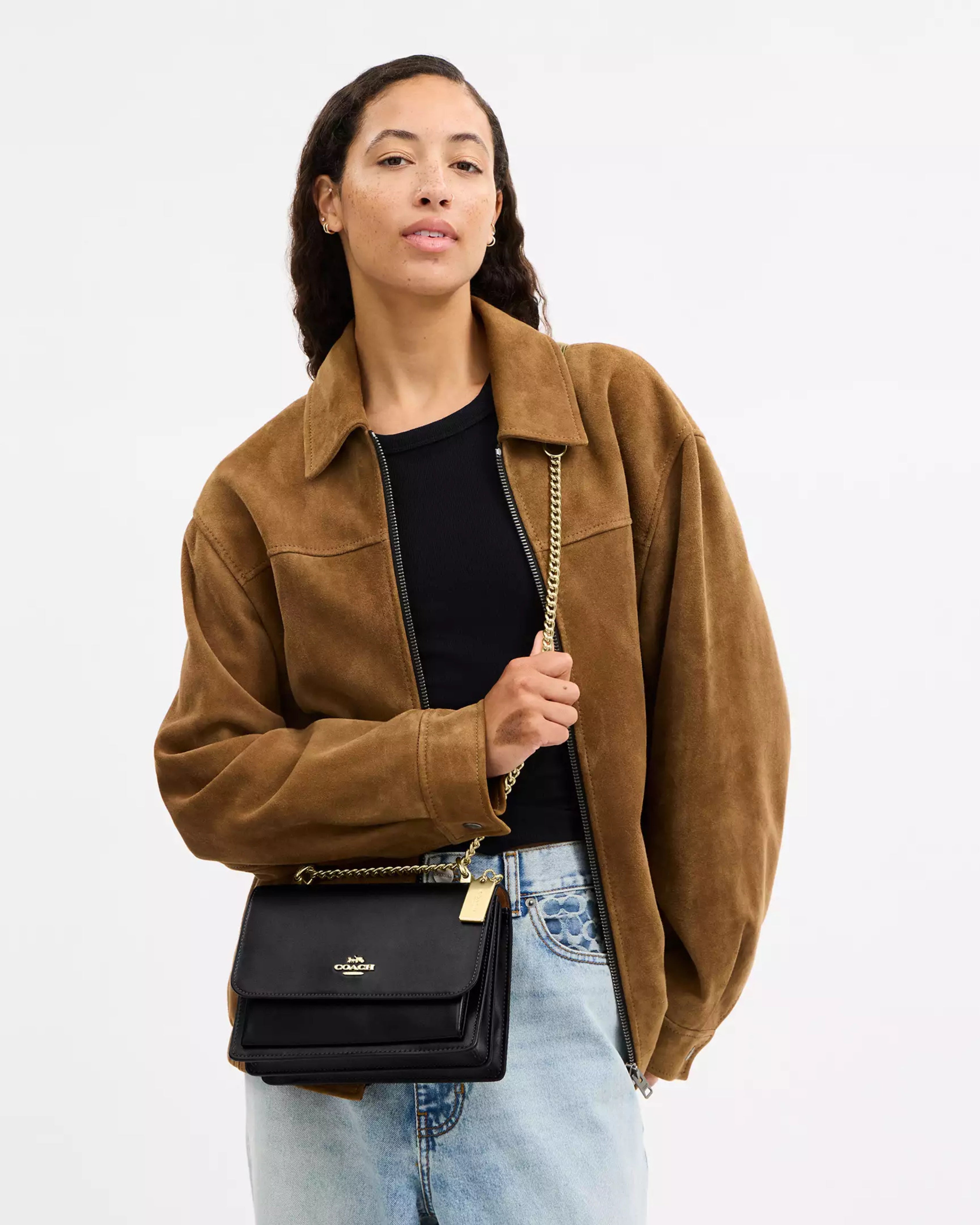 Coach Klare Crossbody Bag In Signature Canvas 'Calf Leather Gold Black'