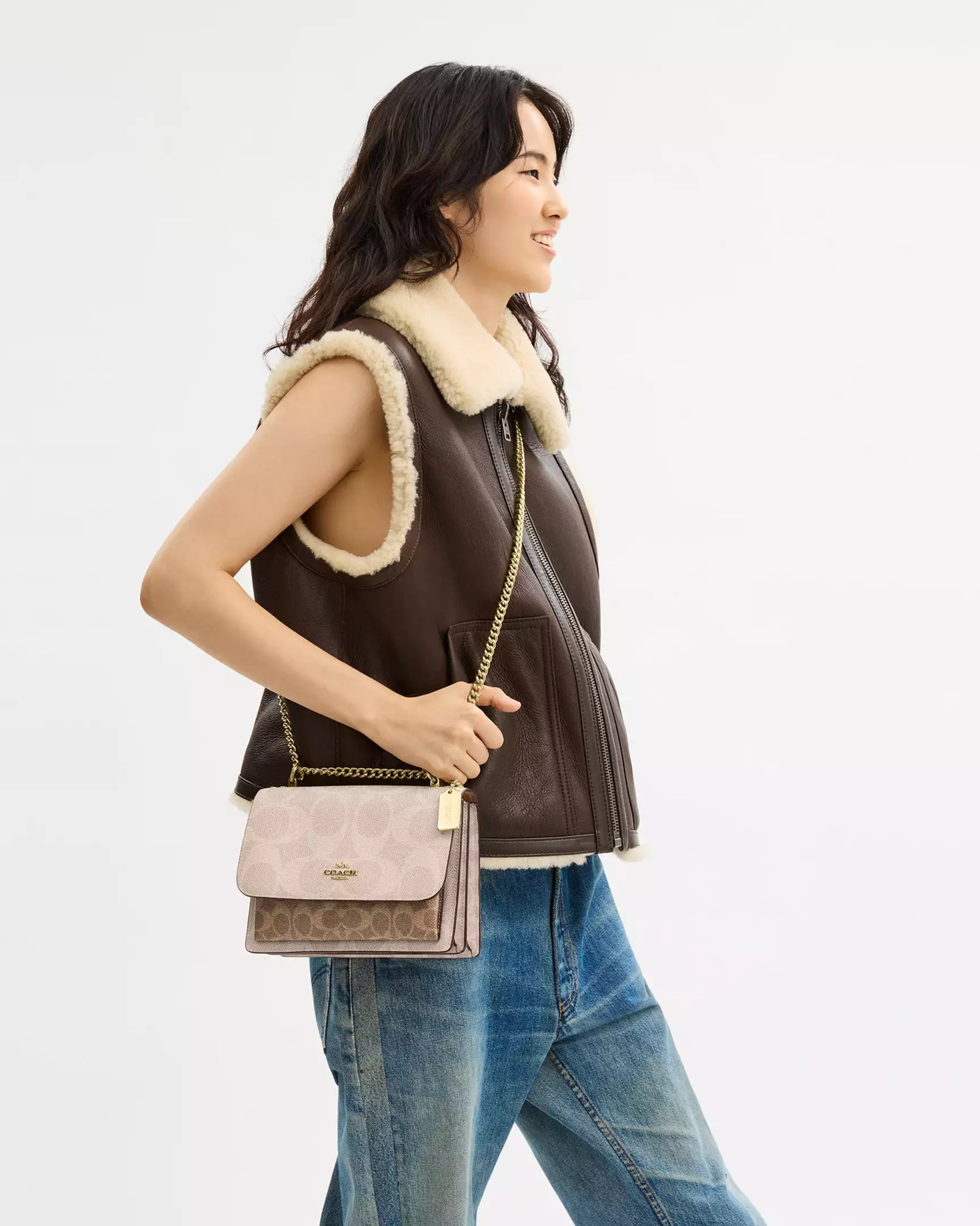 Coach Klare Crossbody Bag In Signature Canvas 'Gold Sand Tan'